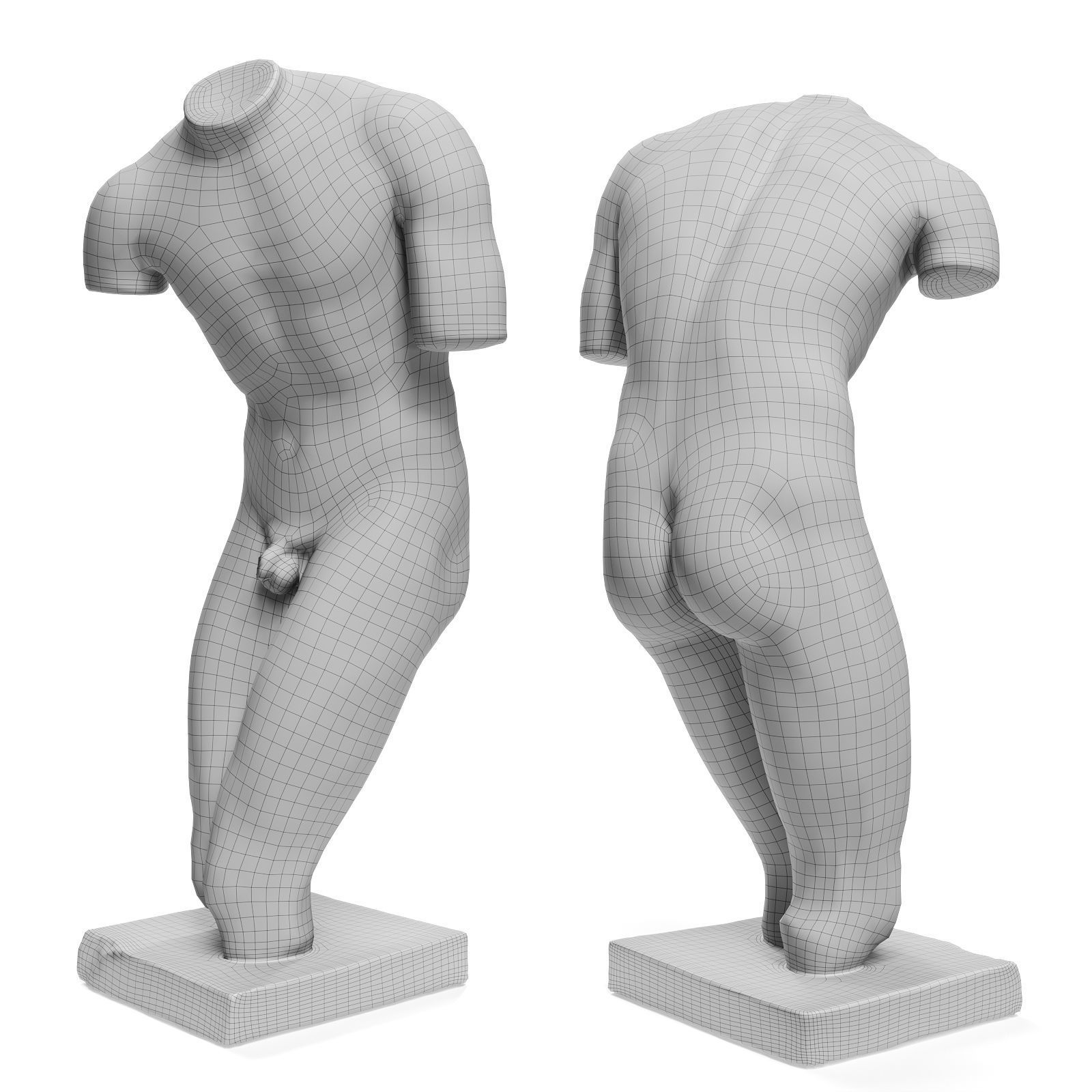 Greek warrior torso Low-poly 3D model_3