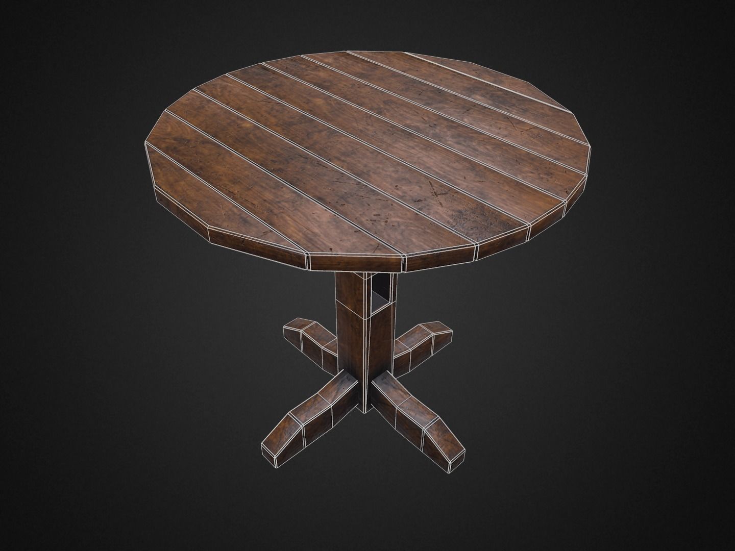 Medieval Table and  3 Chairs Low-poly 3D model_23