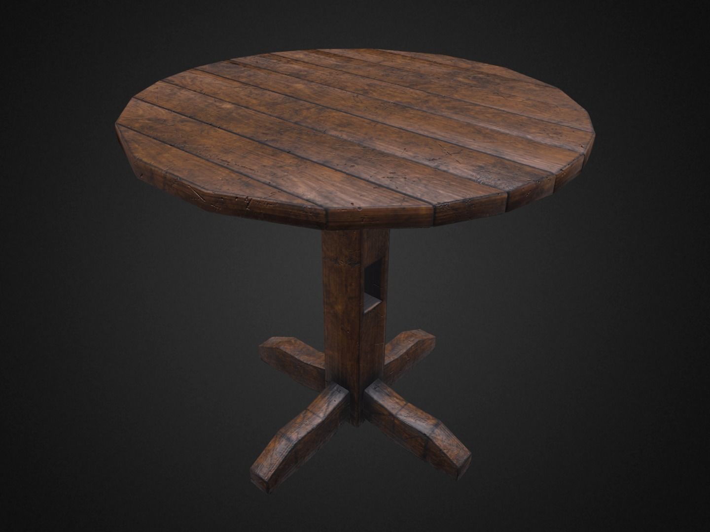 Medieval Table and  3 Chairs Low-poly 3D model_17