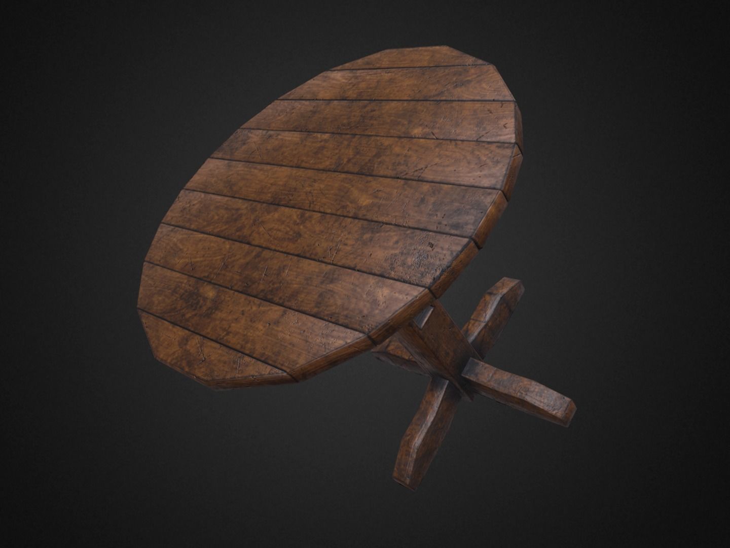 Medieval Table and  3 Chairs Low-poly 3D model_19