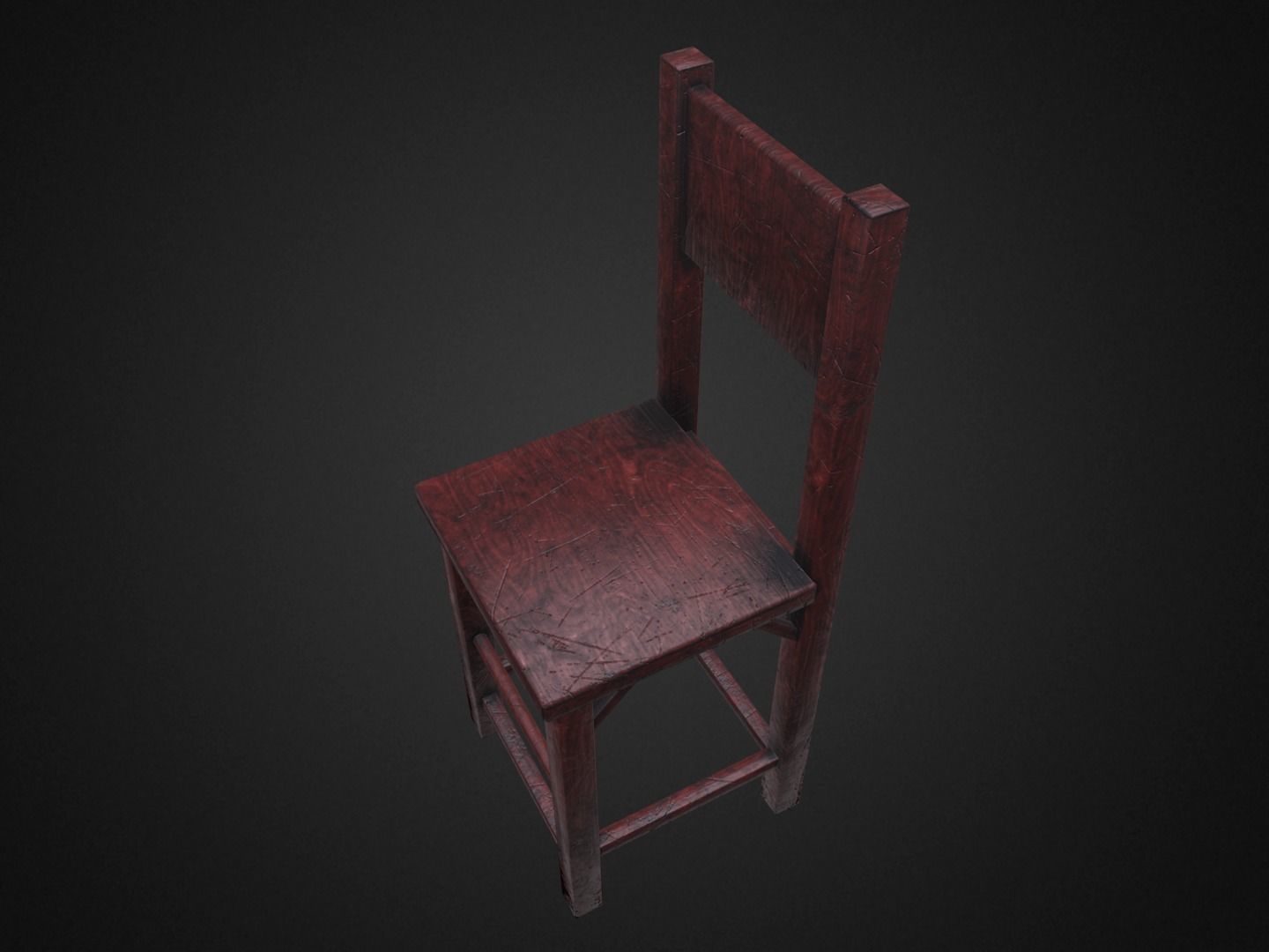 Medieval Table and  3 Chairs Low-poly 3D model_14