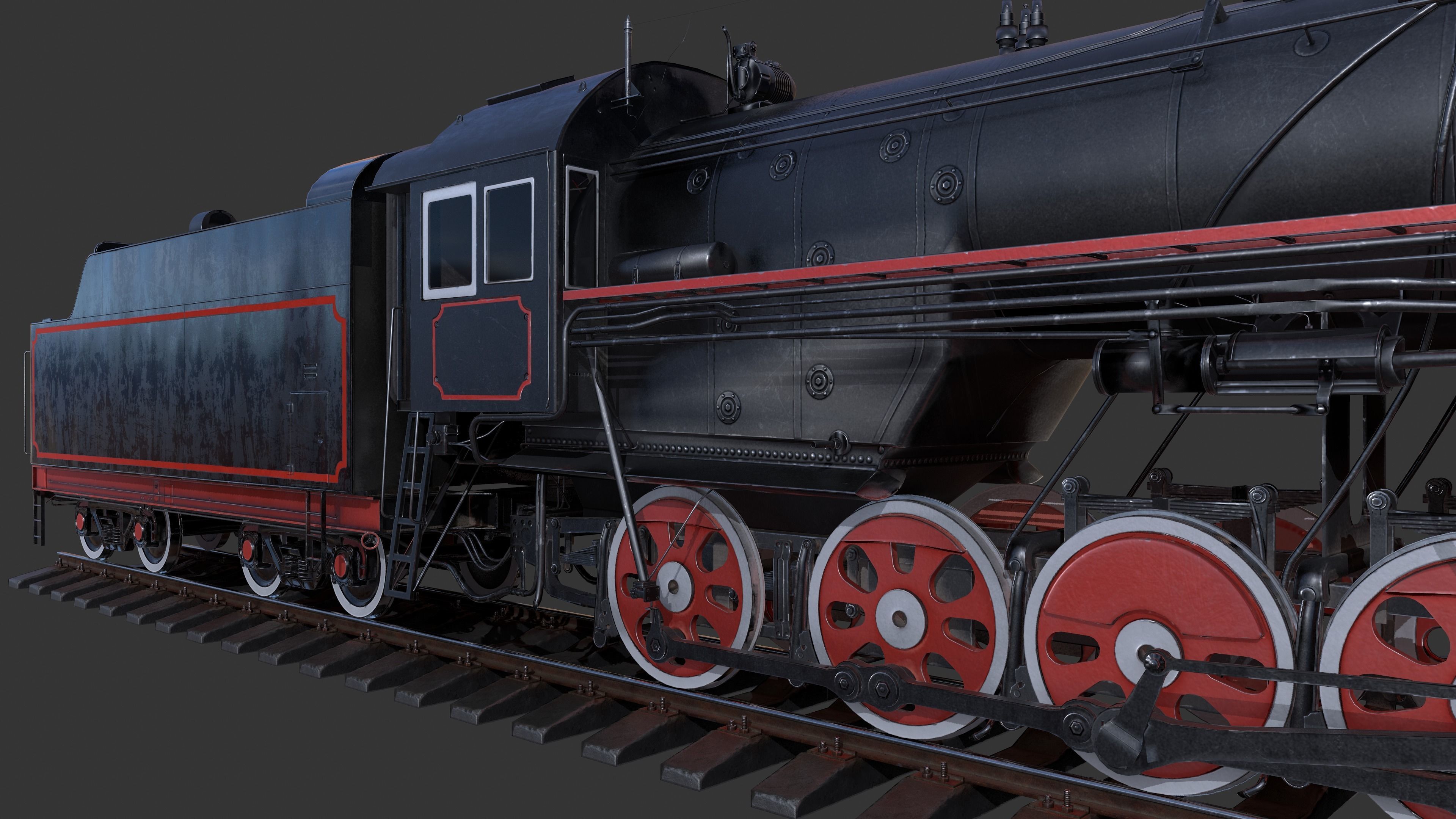 Soviet locomotive class L Low-poly 3D model_16