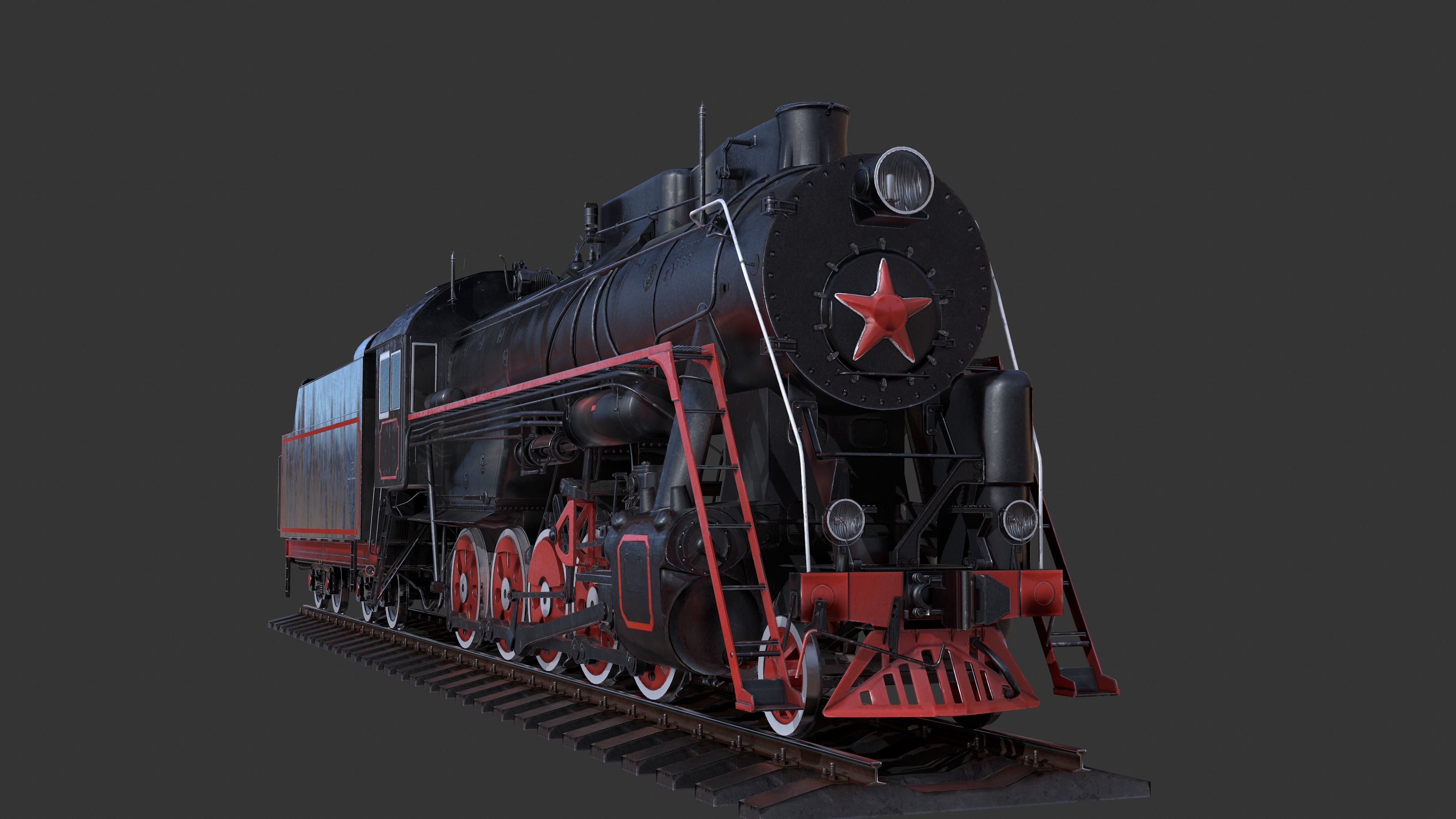 Soviet locomotive class L Low-poly 3D model_8