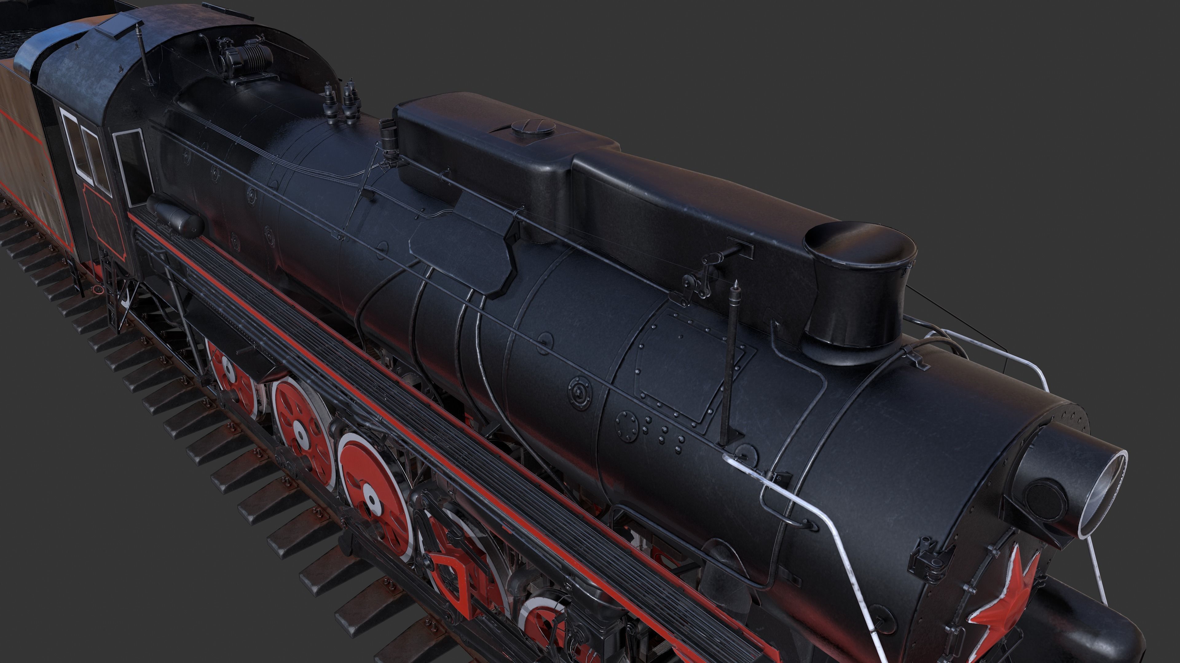 Soviet locomotive class L Low-poly 3D model_17