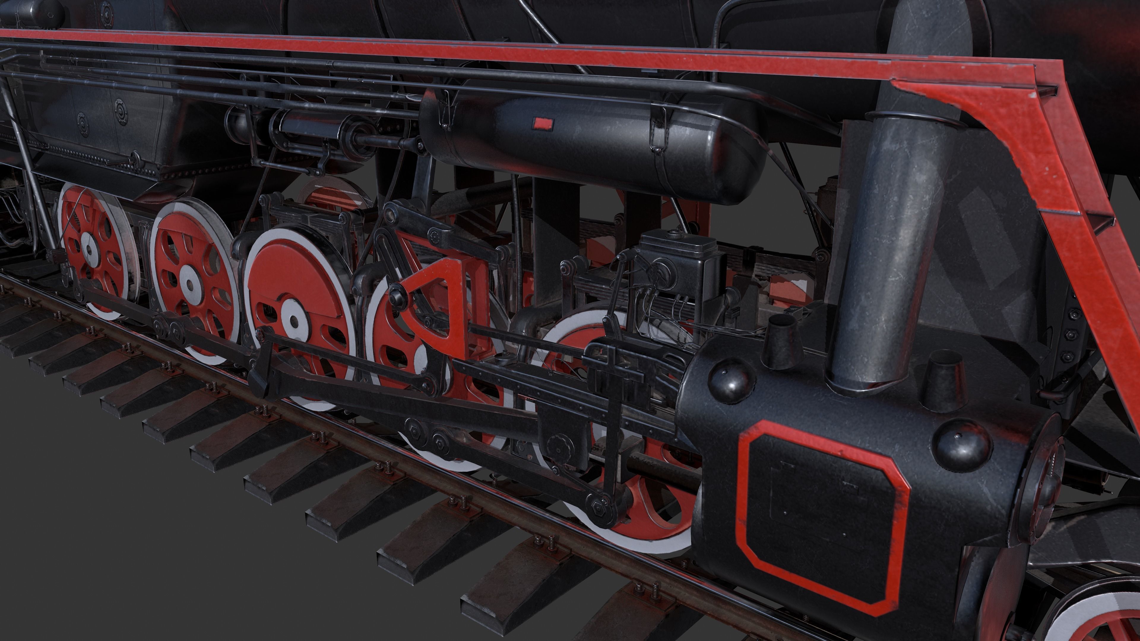 Soviet locomotive class L Low-poly 3D model_22