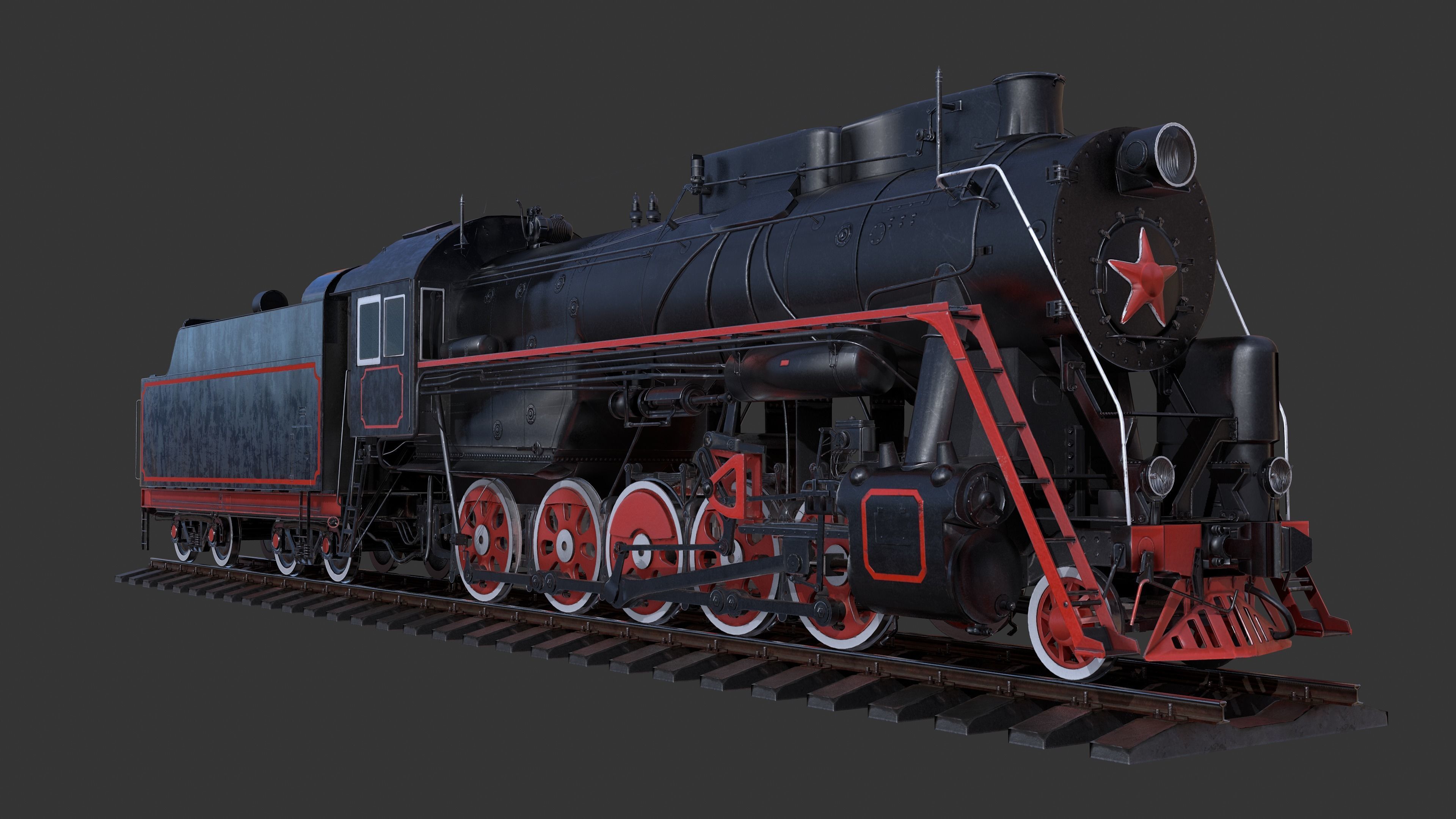 Soviet locomotive class L Low-poly 3D model_0