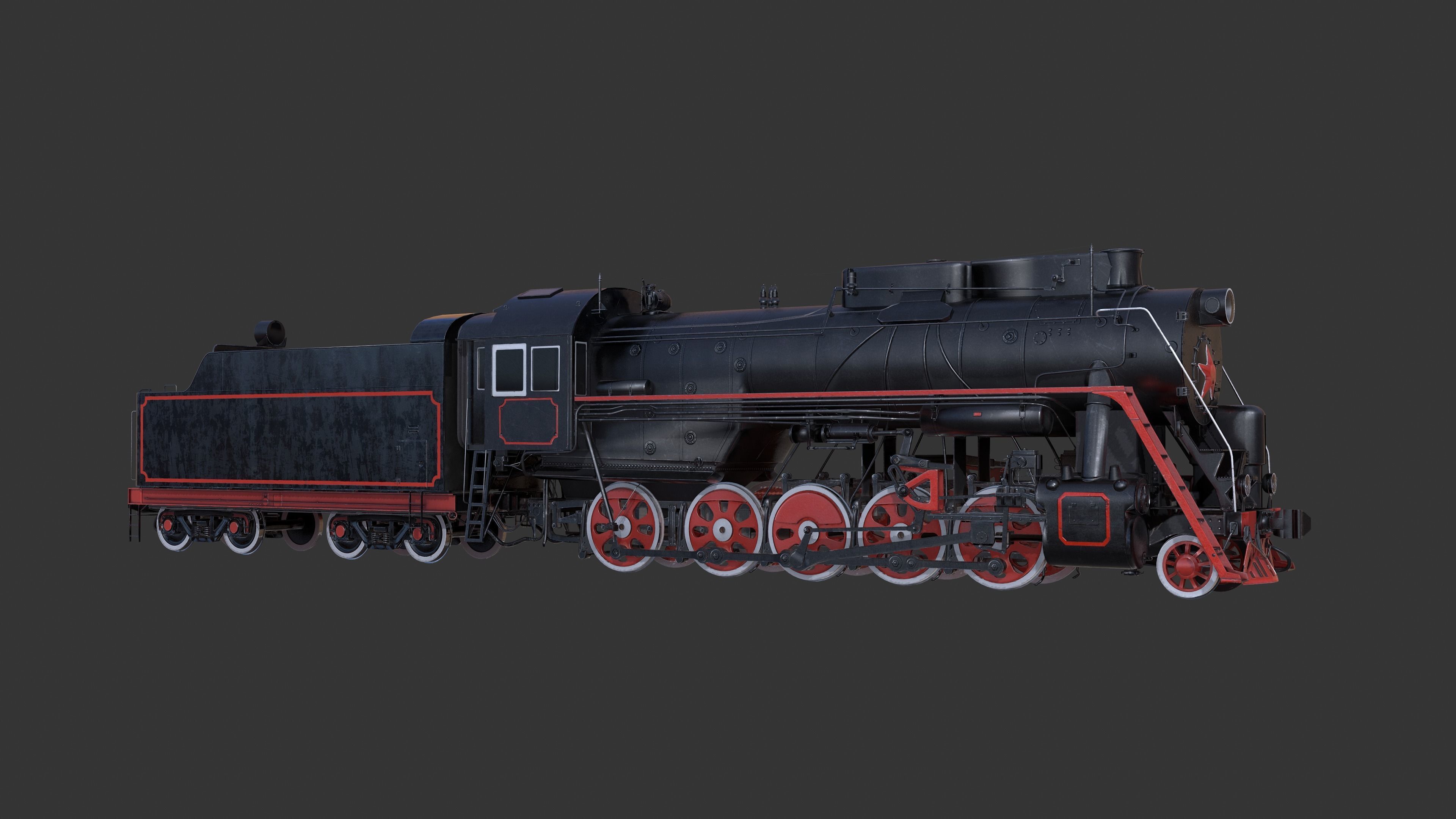 Soviet locomotive class L Low-poly 3D model_23