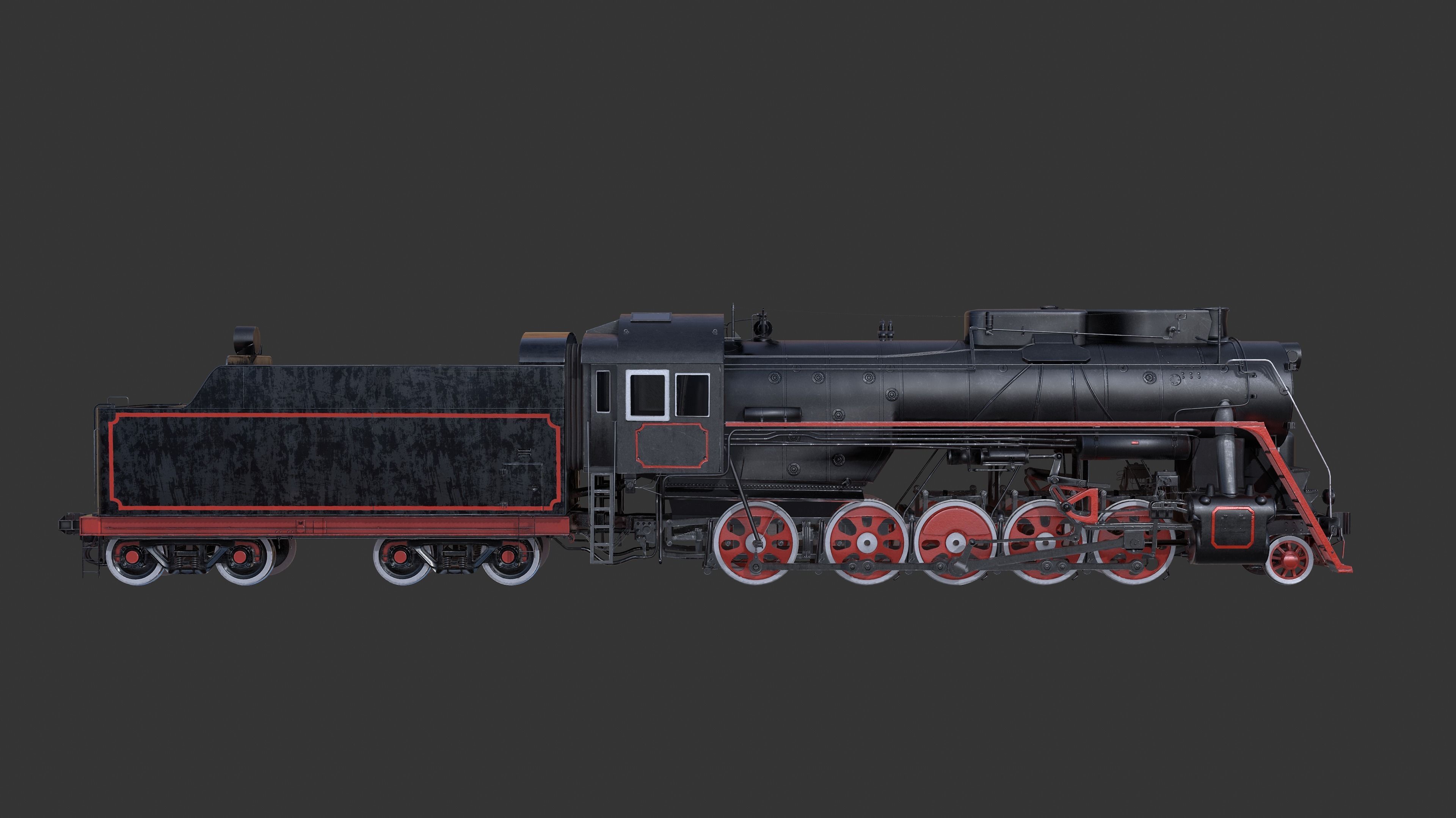 Soviet locomotive class L Low-poly 3D model_5