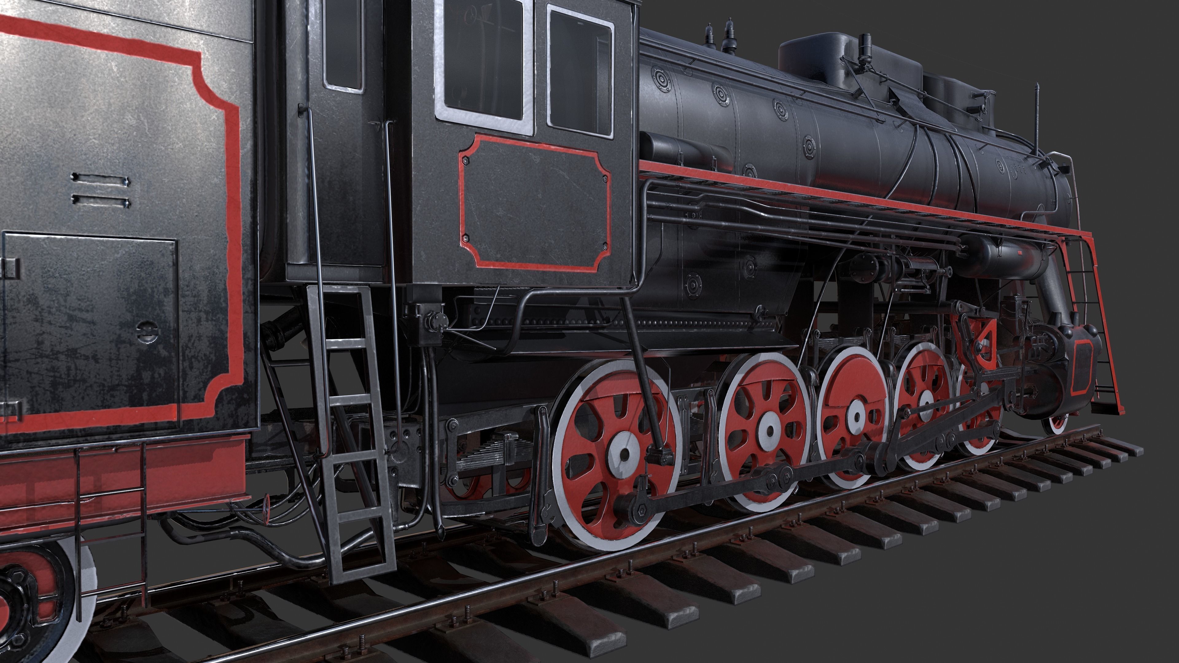 Soviet locomotive class L Low-poly 3D model_15