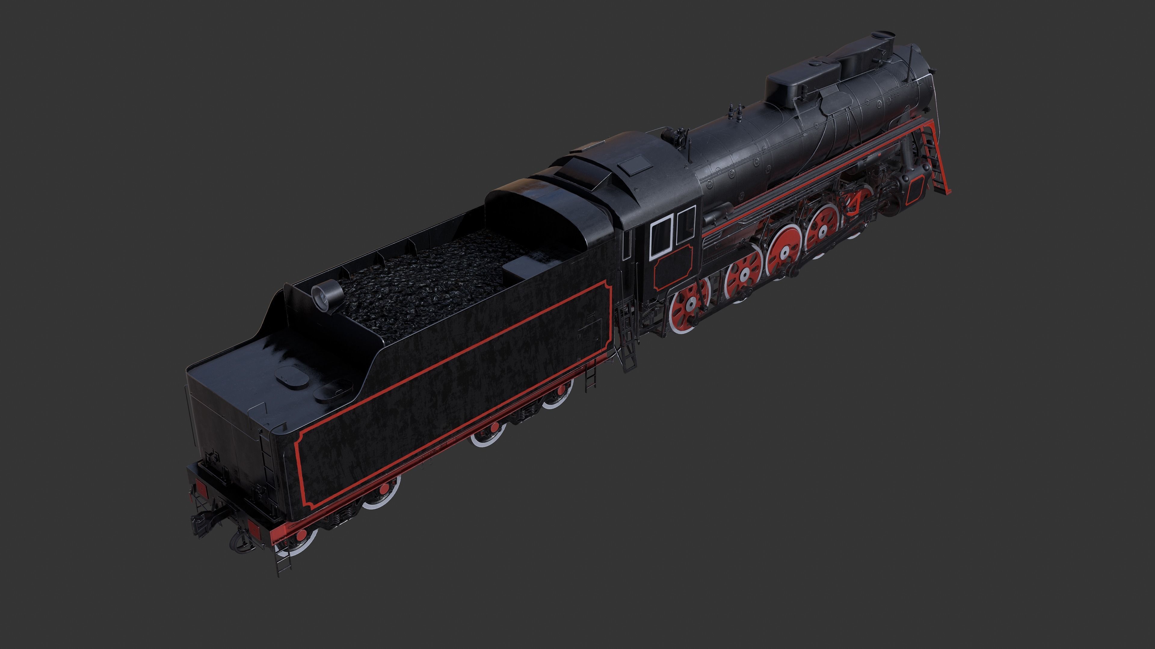 Soviet locomotive class L Low-poly 3D model_6