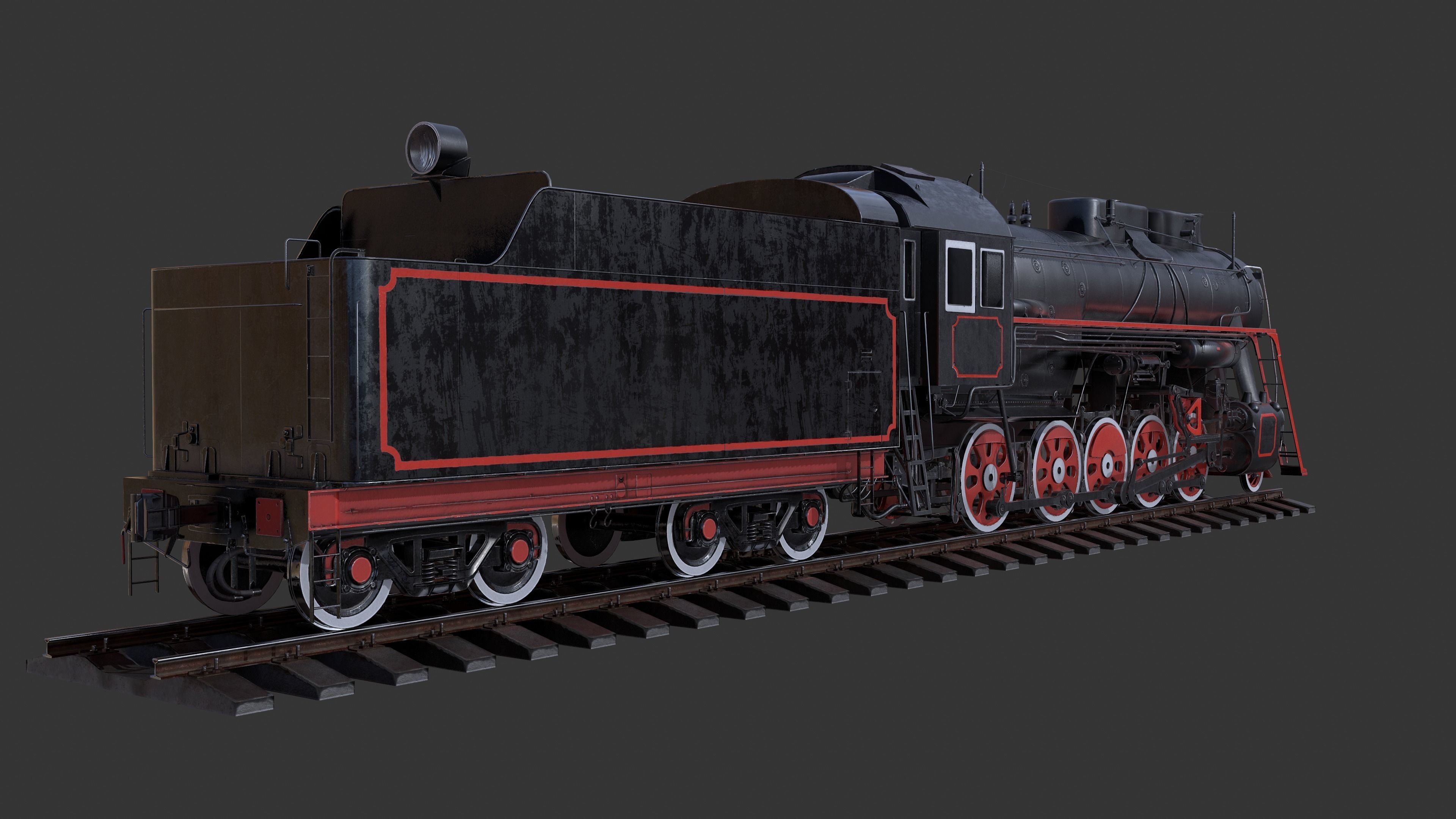 Soviet locomotive class L Low-poly 3D model_12