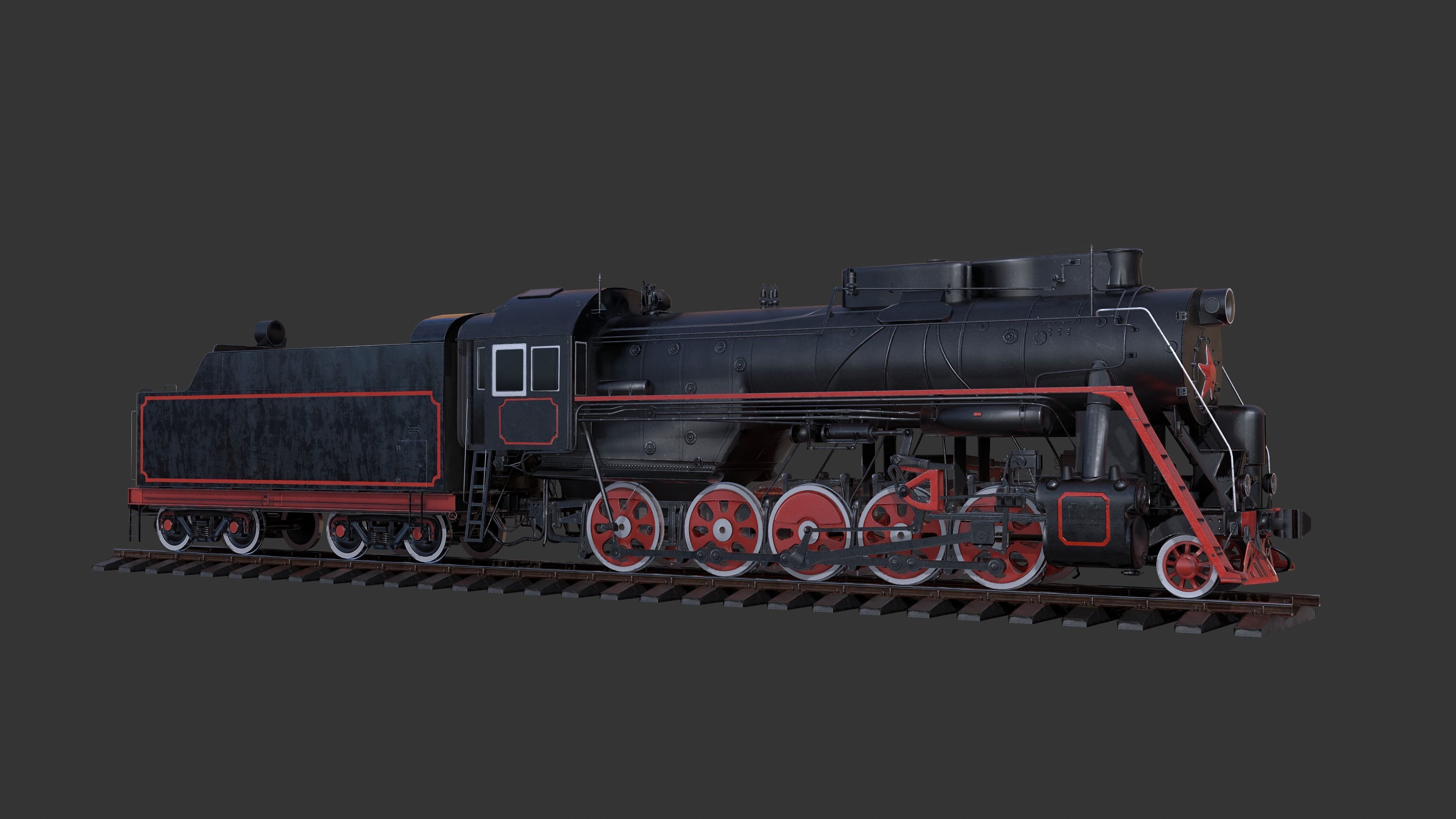 Soviet locomotive class L Low-poly 3D model_24