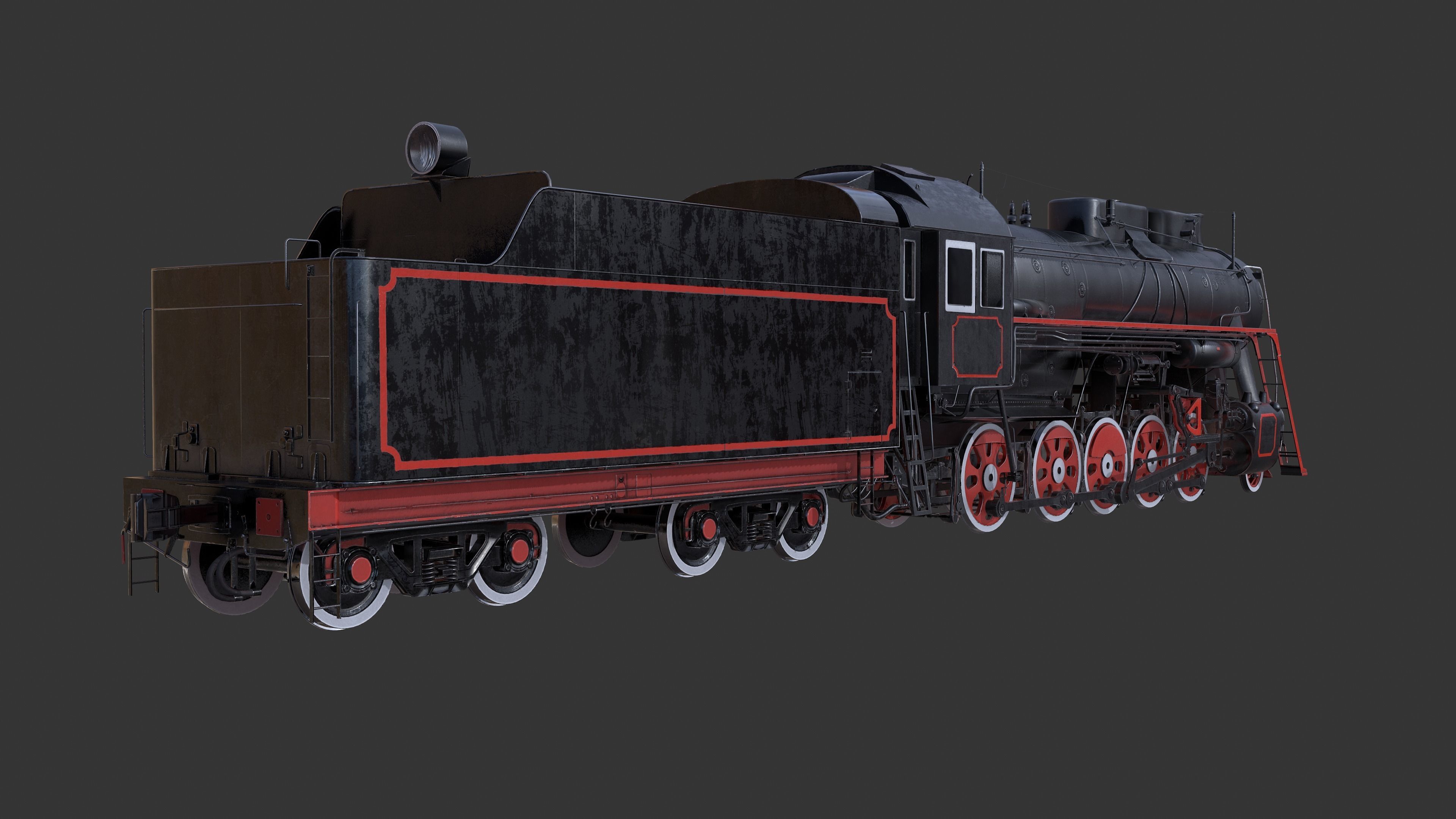 Soviet locomotive class L Low-poly 3D model_10