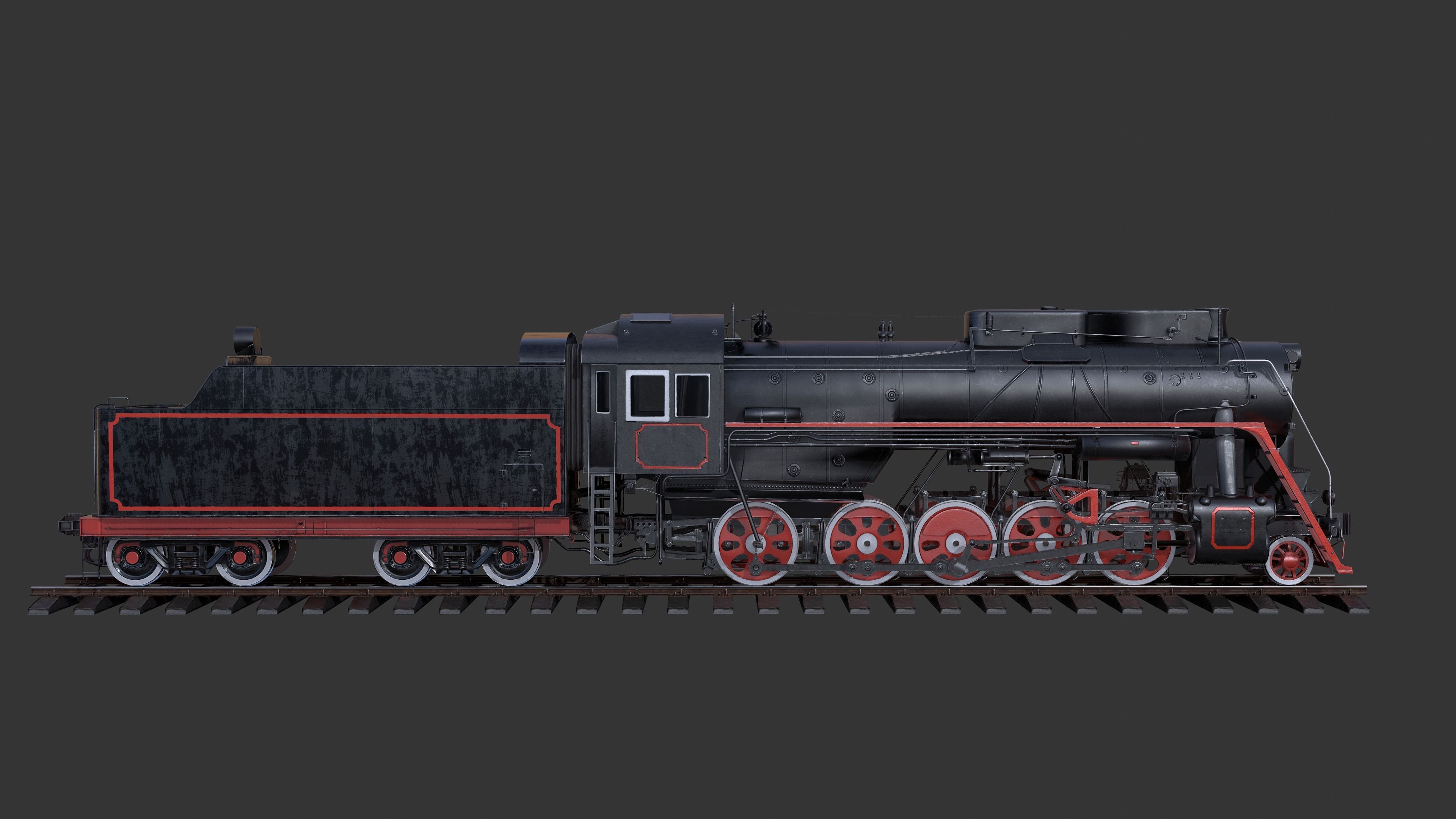 Soviet locomotive class L Low-poly 3D model_4