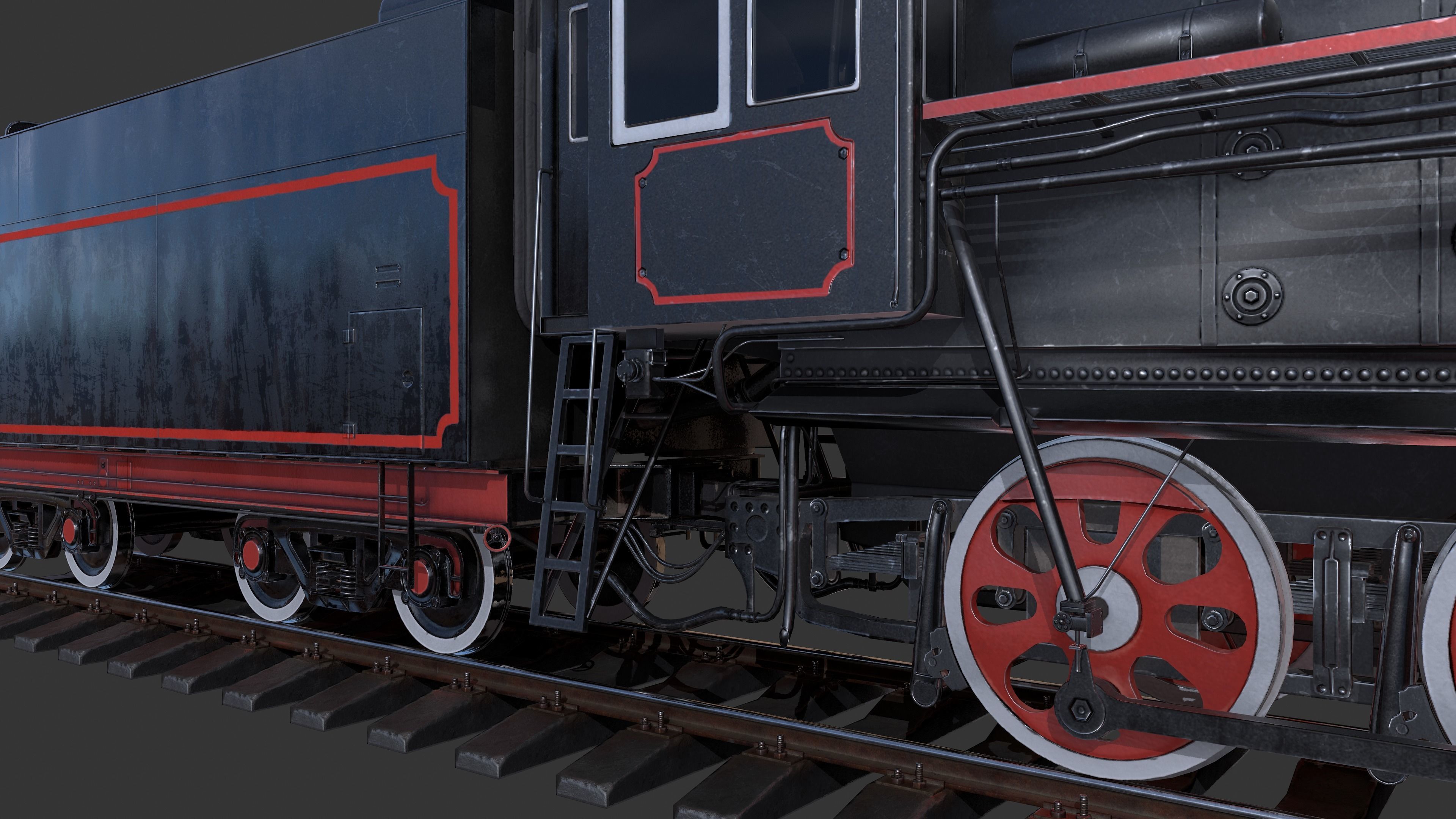 Soviet locomotive class L Low-poly 3D model_20