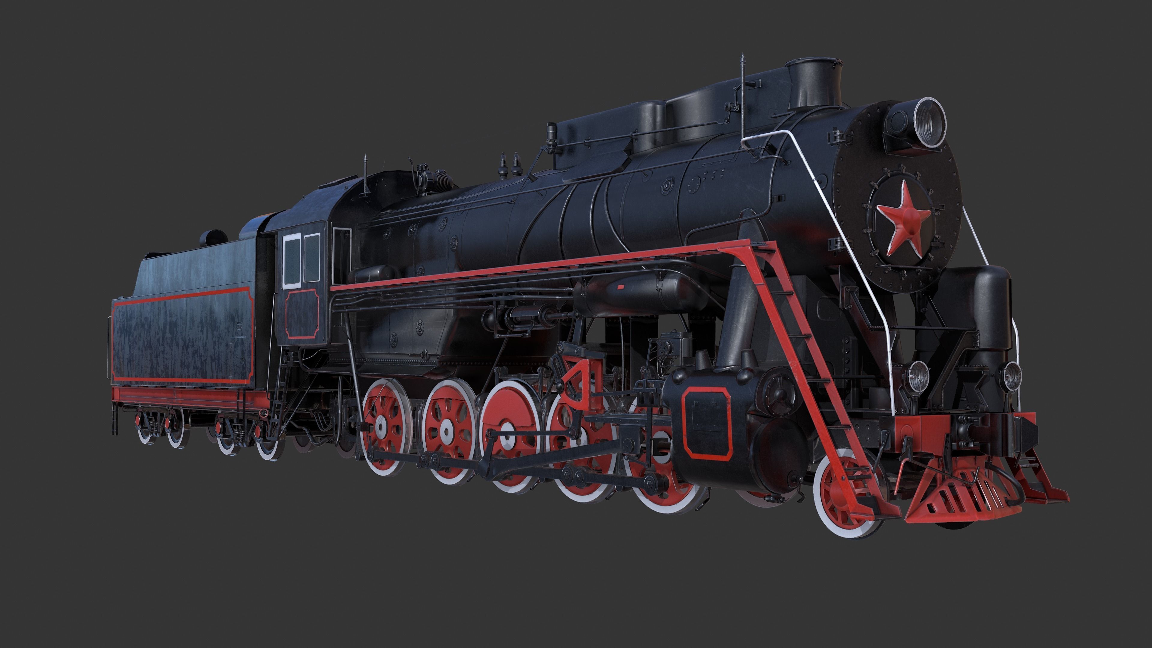 Soviet locomotive class L Low-poly 3D model_9