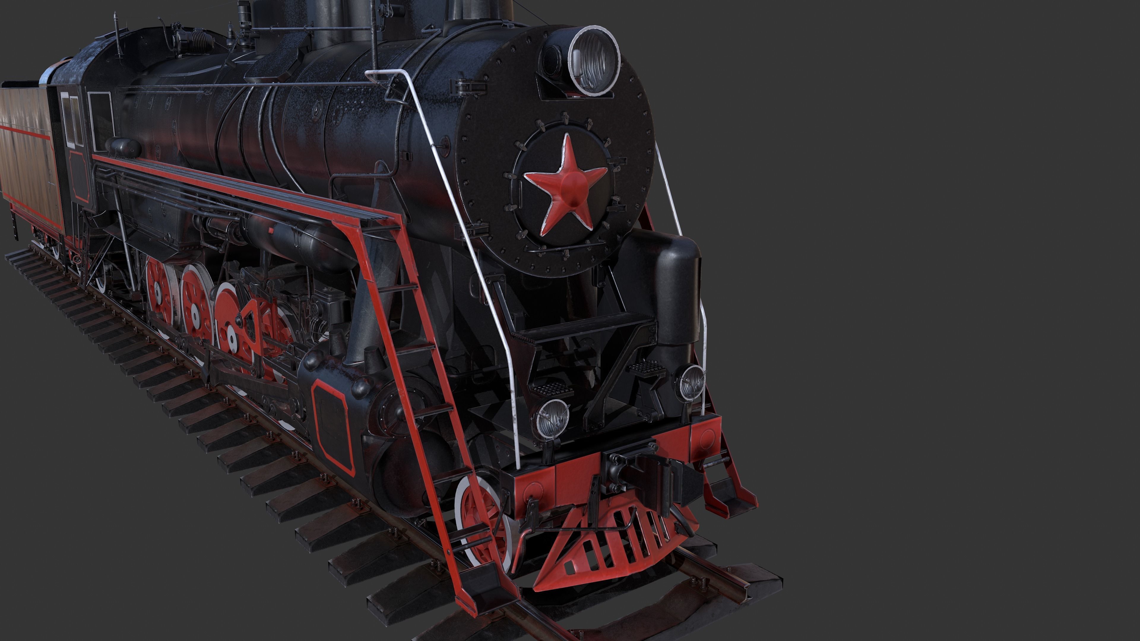 Soviet locomotive class L Low-poly 3D model_14