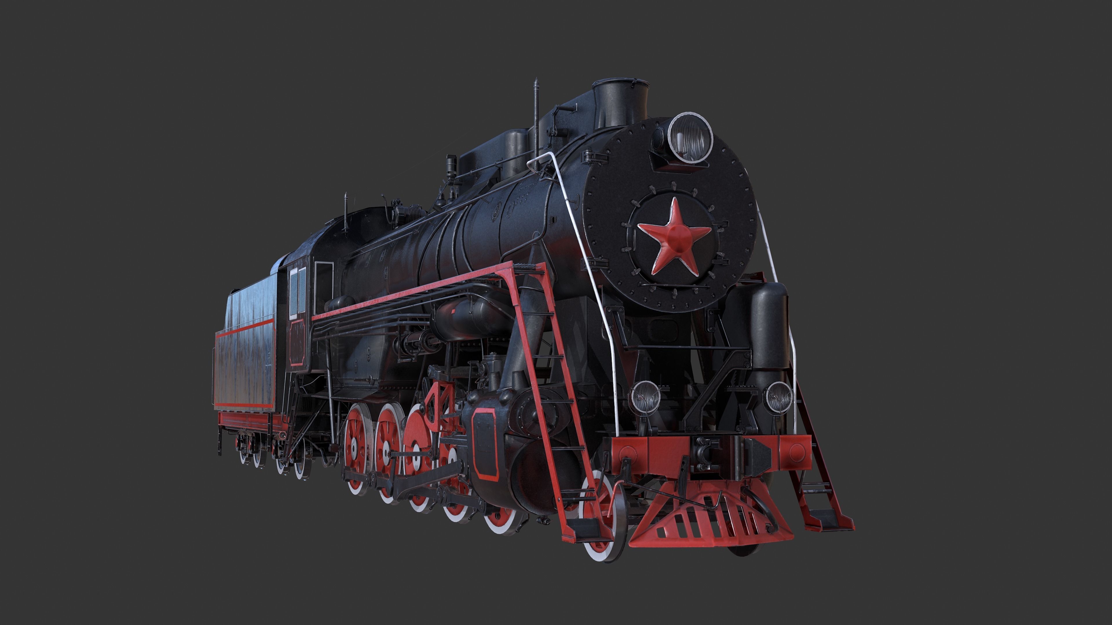 Soviet locomotive class L Low-poly 3D model_25