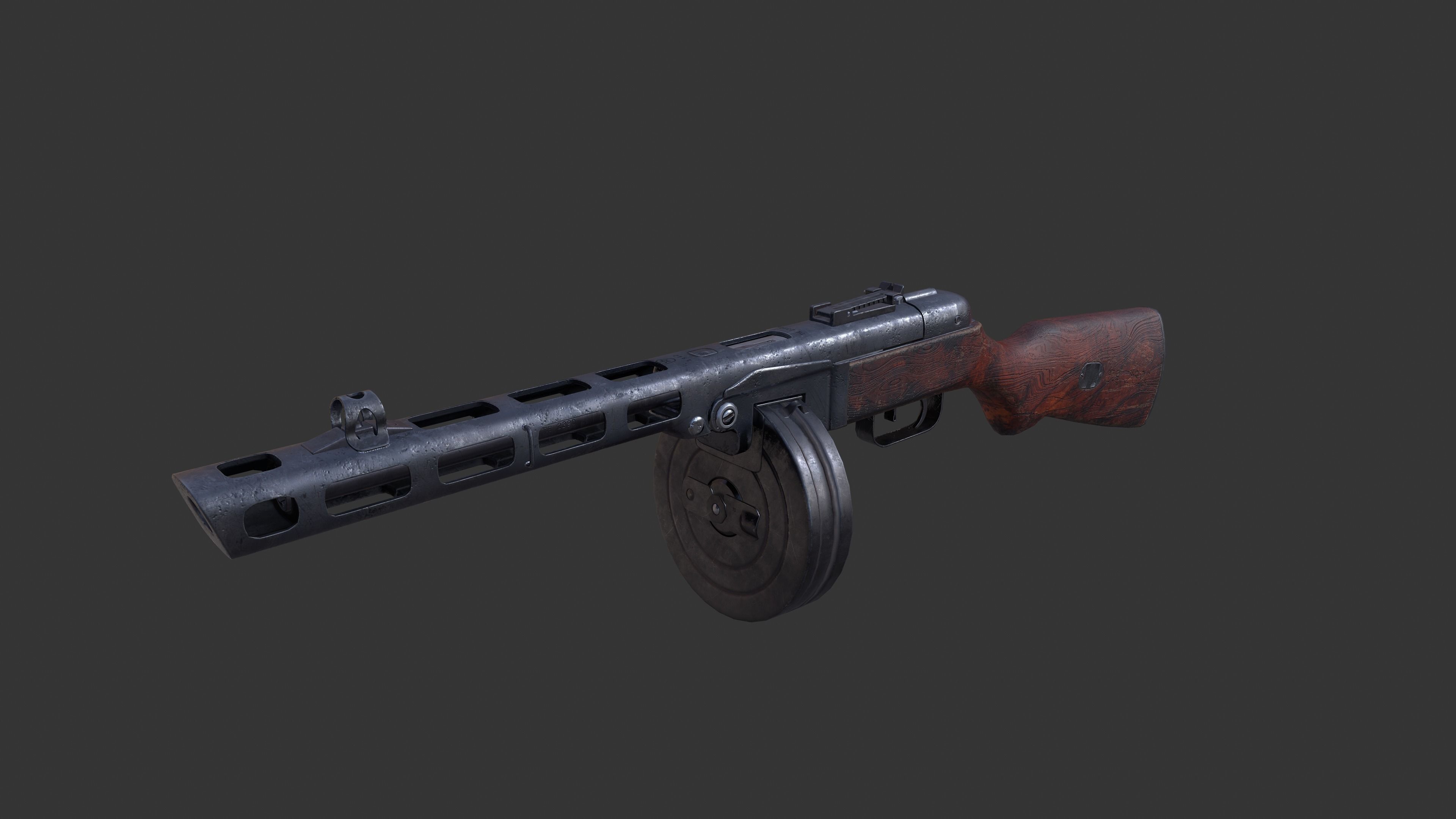 PPSh-41 Low-poly 3D model_1
