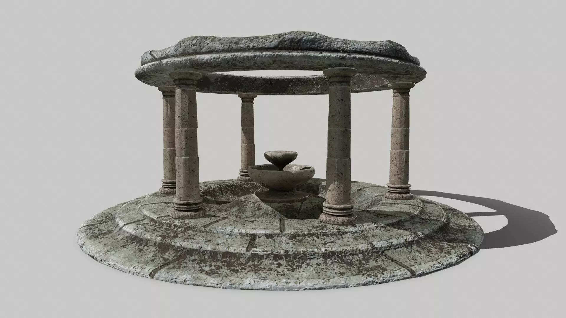 Altar Set stone wheel Low-poly 3D model_0