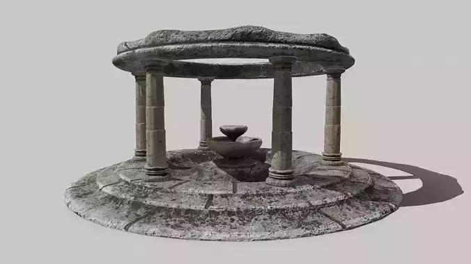 Altar Set stone wheel Low-poly 3D model Altar Set stone wheel Low-poly 3D model