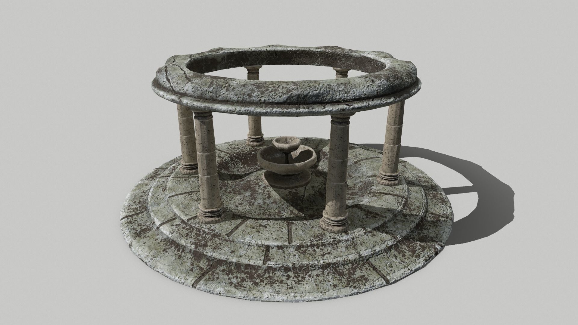 Altar Set stone wheel Low-poly 3D model_2
