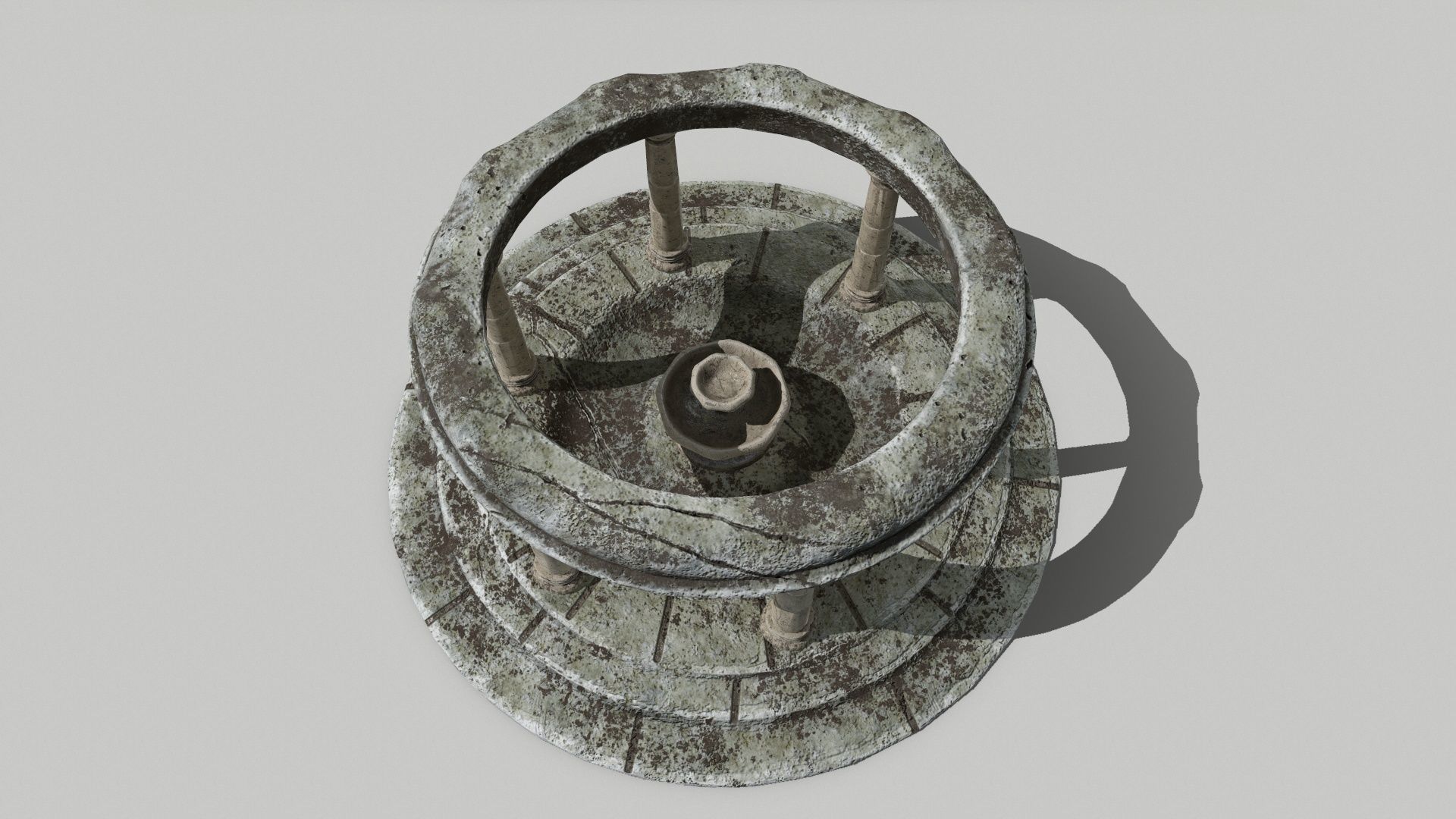 Altar Set stone wheel Low-poly 3D model_4