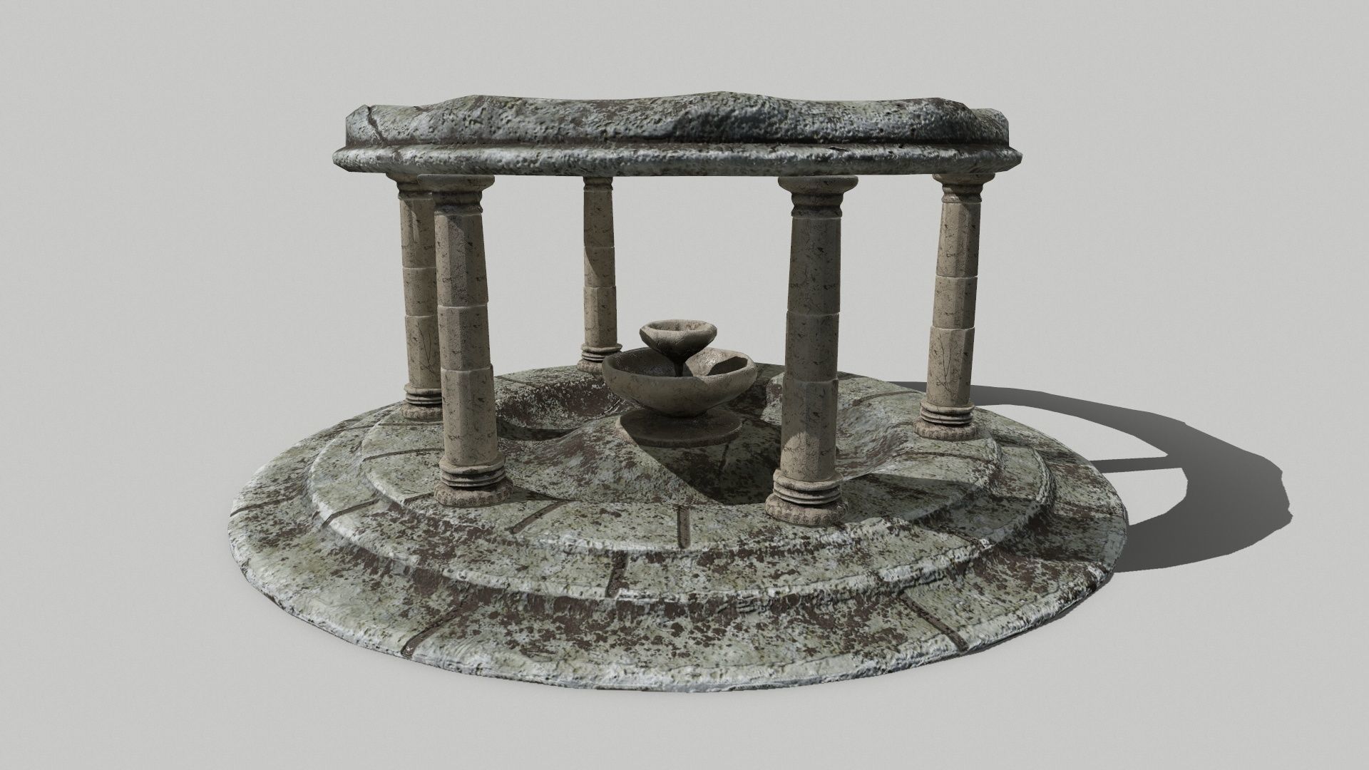 Altar Set stone wheel Low-poly 3D model_1