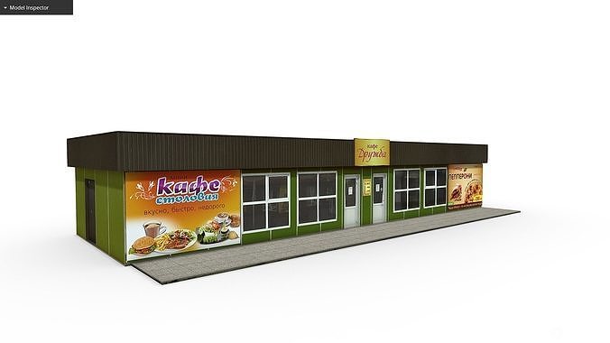 Roadside Cafe Low-poly 3D model