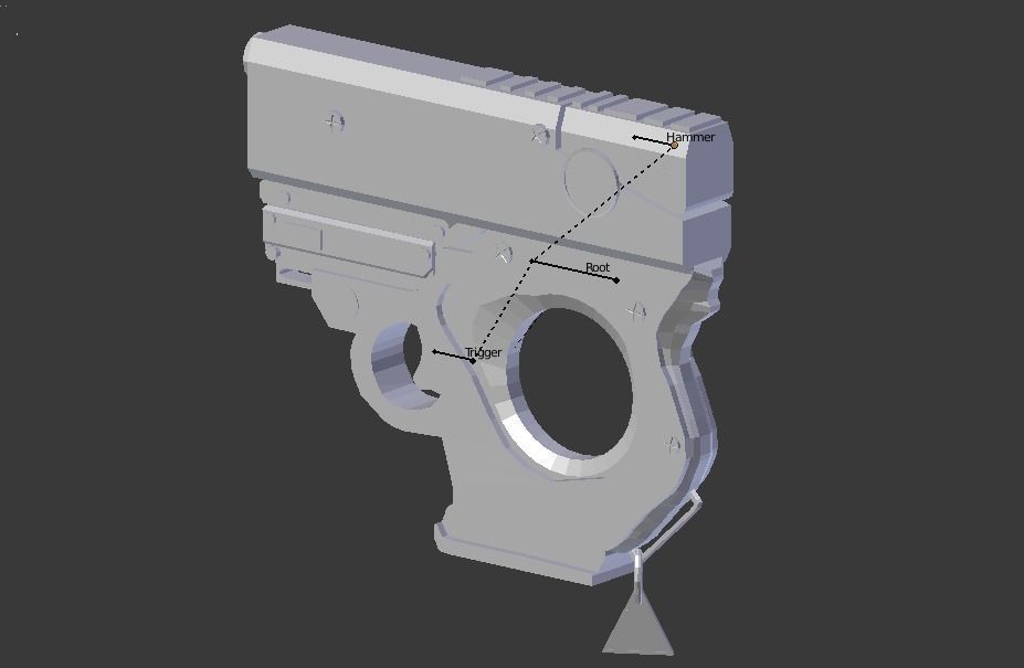 Sci Fi Psitol -Rigged- Ready for Video Games Low-poly 3D model_10