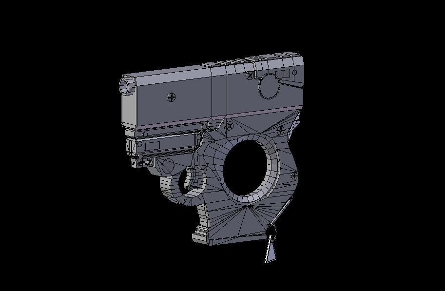 Sci Fi Psitol -Rigged- Ready for Video Games Low-poly 3D model_11