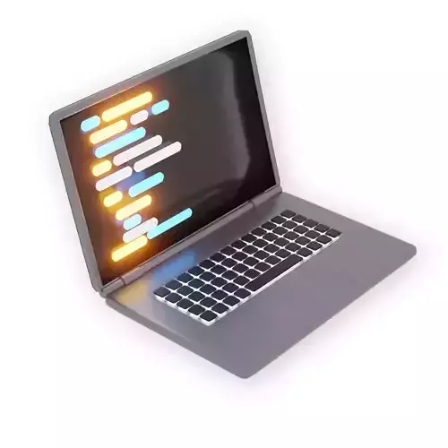 Simple laptop with light bellow keyboard