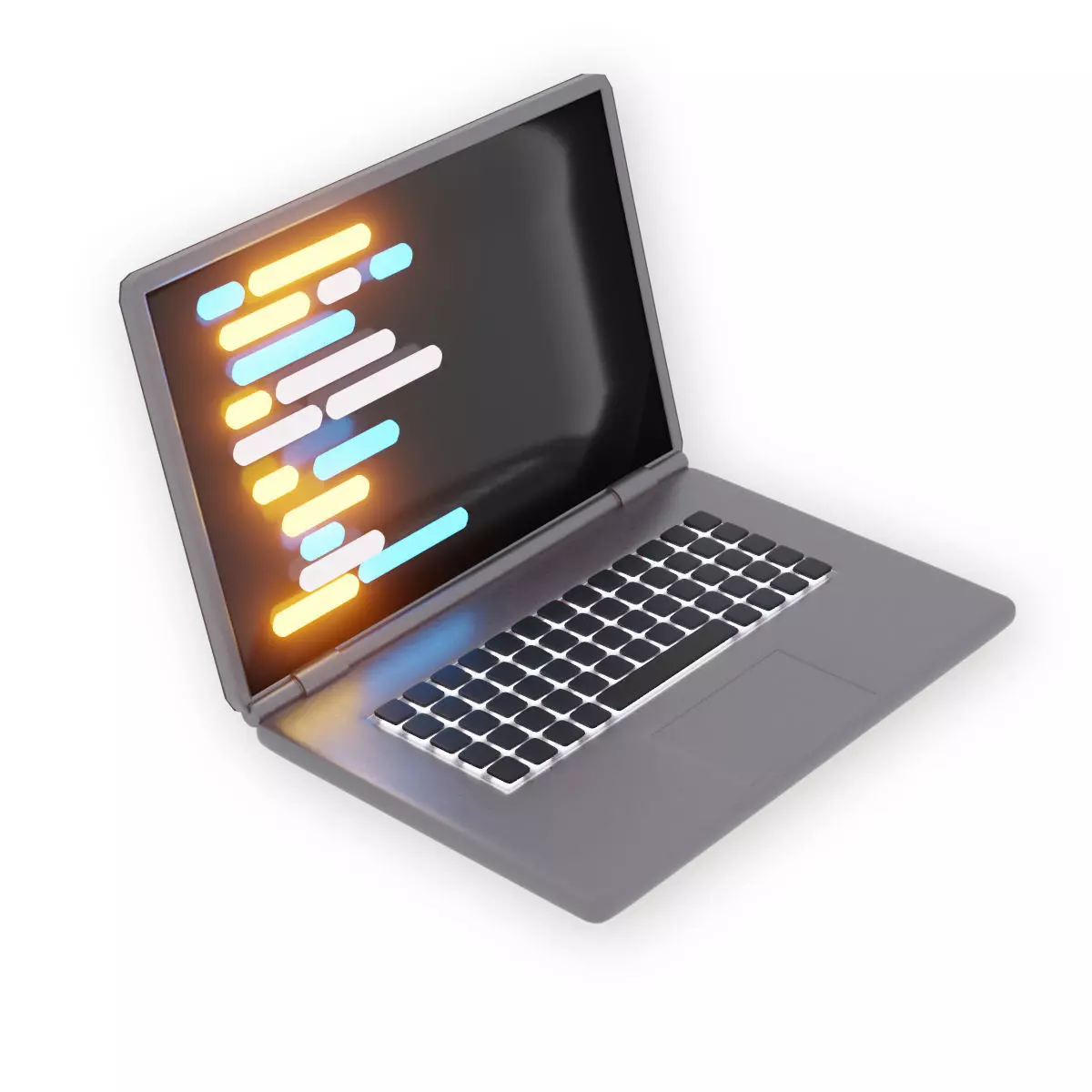 Simple laptop with light bellow keyboard 3D model