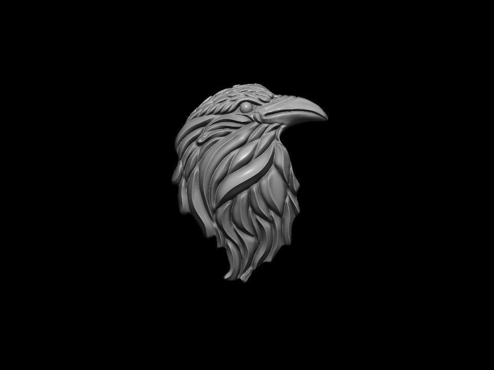 Raven relief pendant 3D print model 3D print model_22