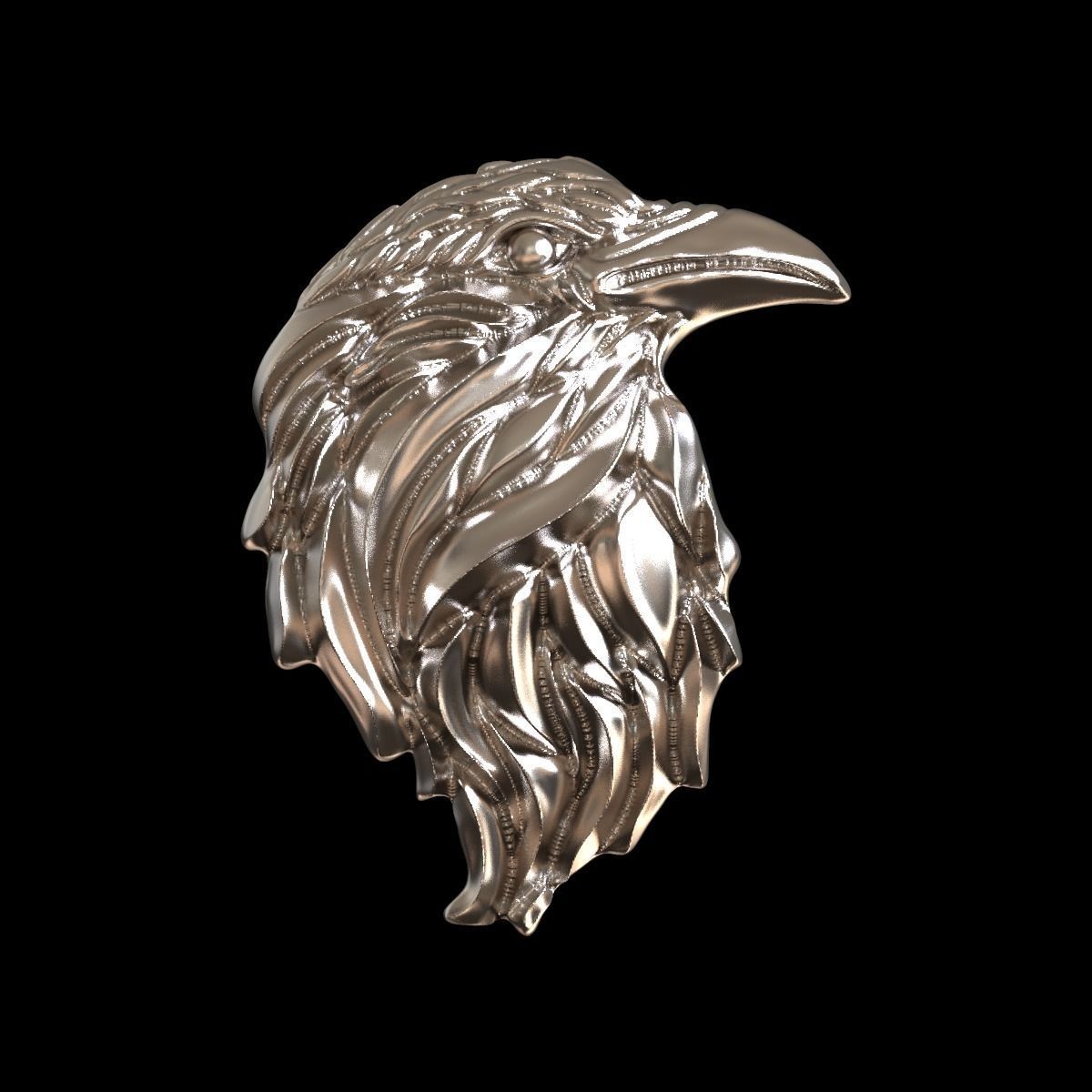 Raven relief pendant 3D print model 3D print model_14
