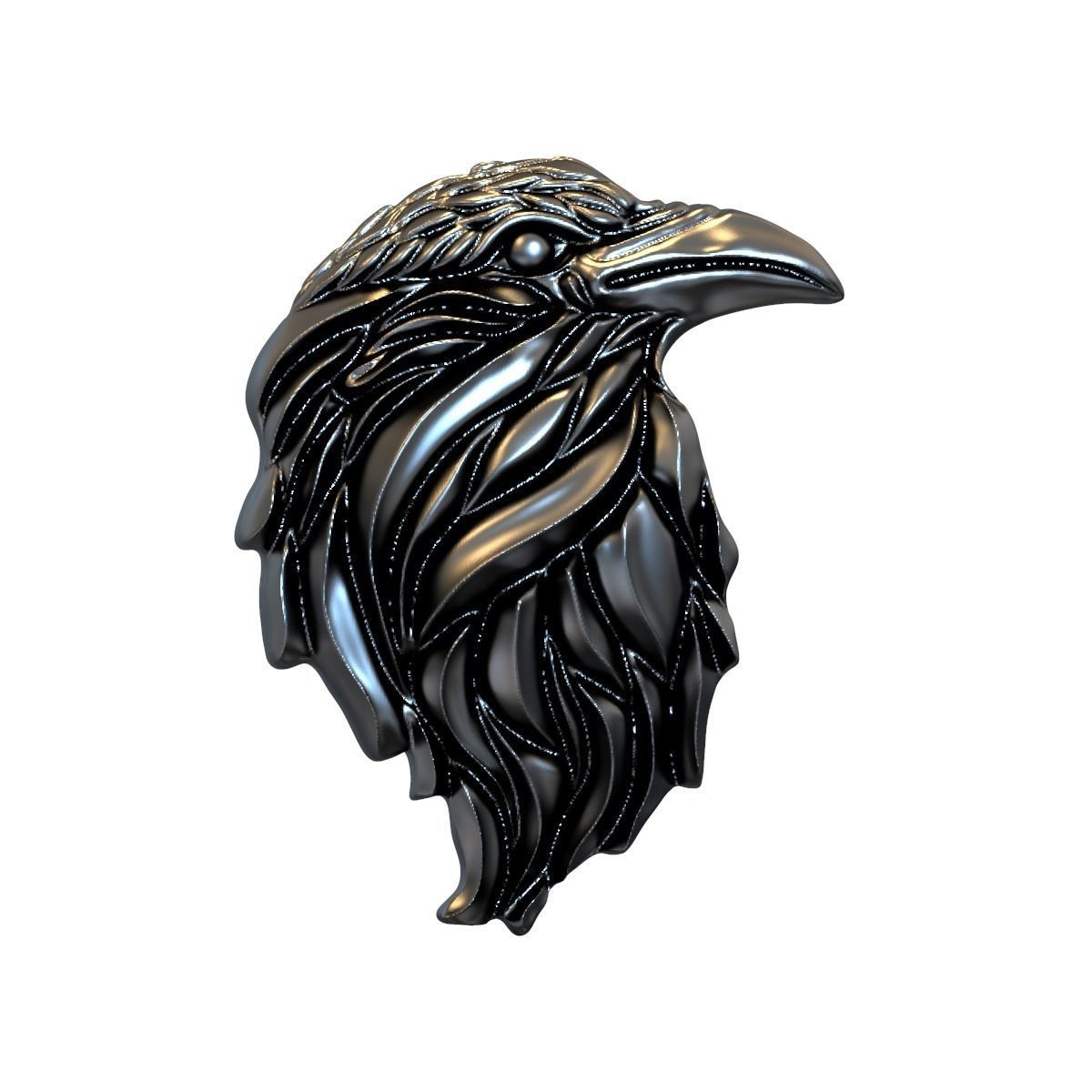 Raven relief pendant 3D print model 3D print model_23
