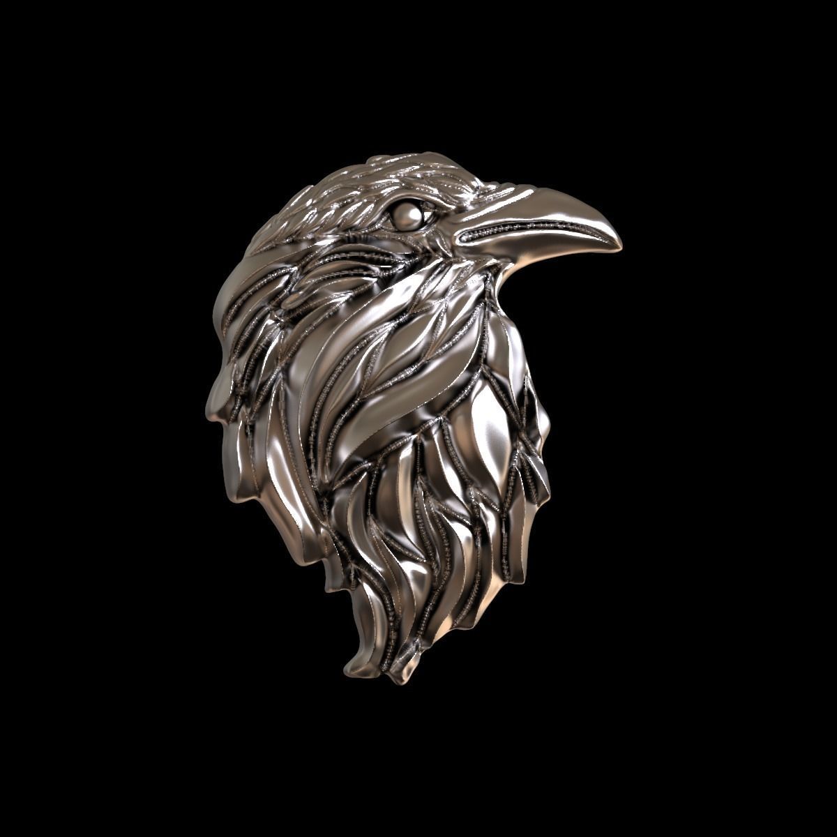 Raven relief pendant 3D print model 3D print model_3