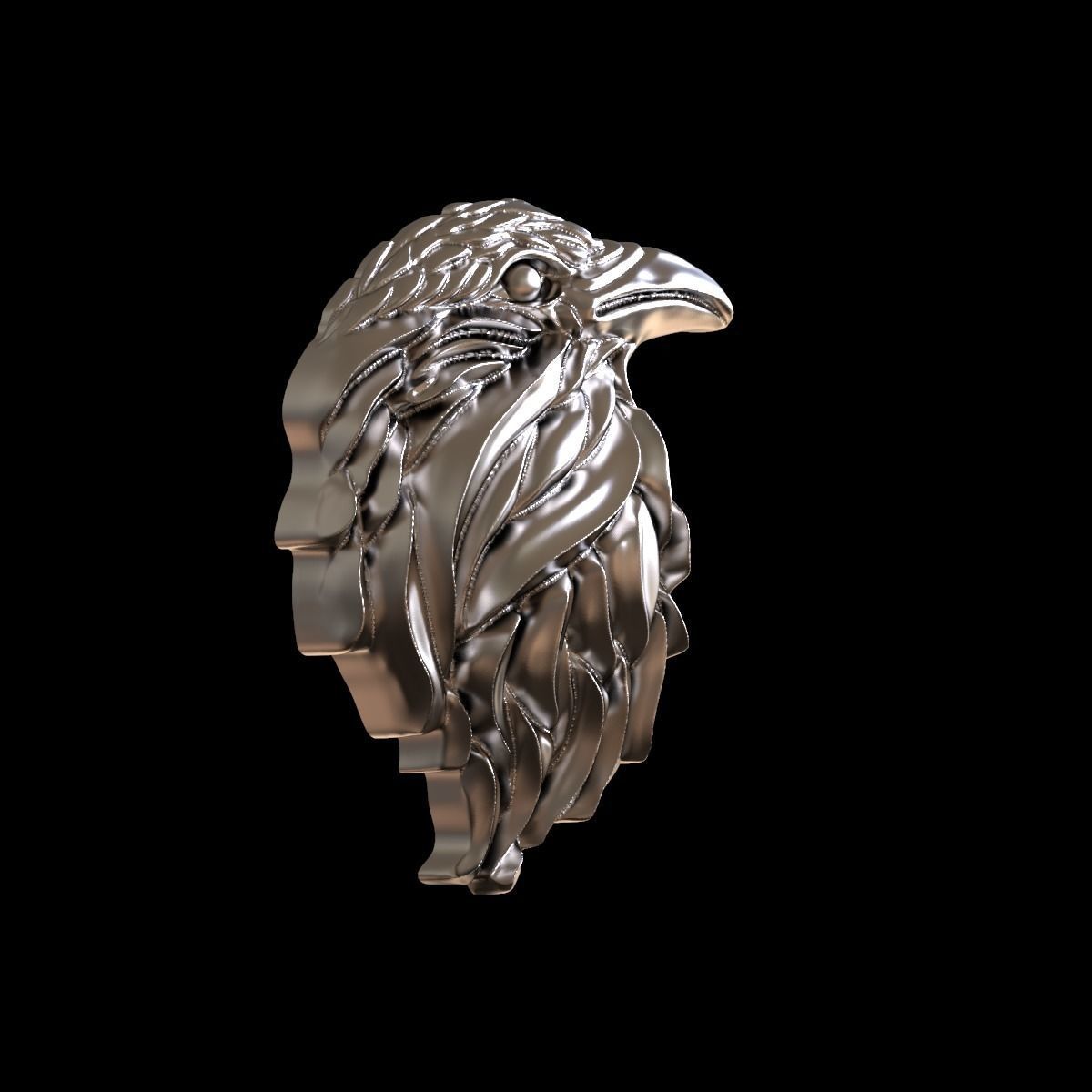 Raven relief pendant 3D print model 3D print model_25