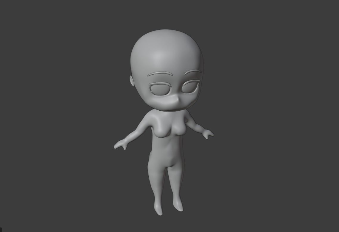 Chibi Female Base 3D print model_10