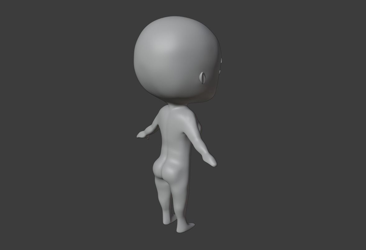 Chibi Female Base 3D print model_12