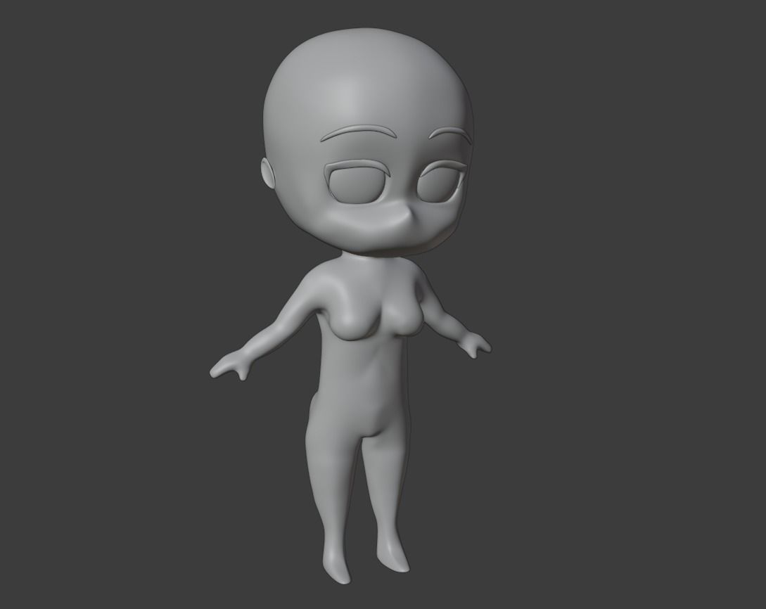 Chibi Female Base 3D print model_11