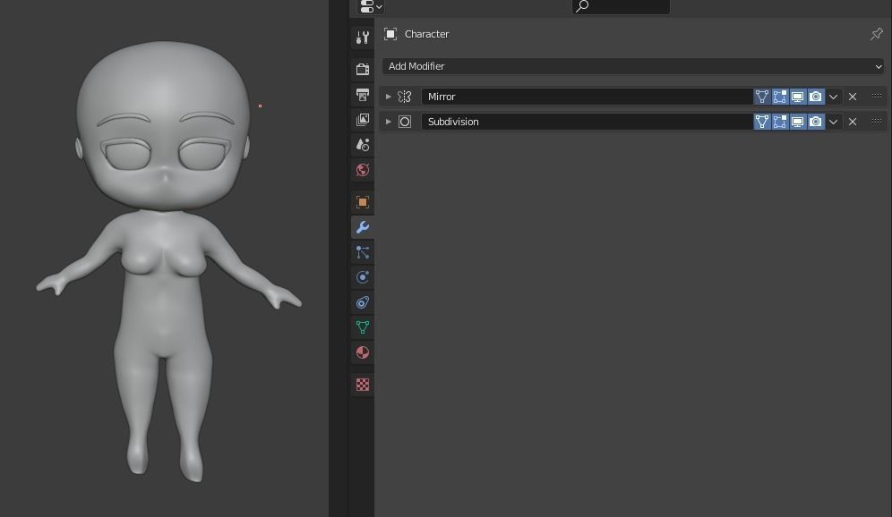 Chibi Female Base 3D print model_21