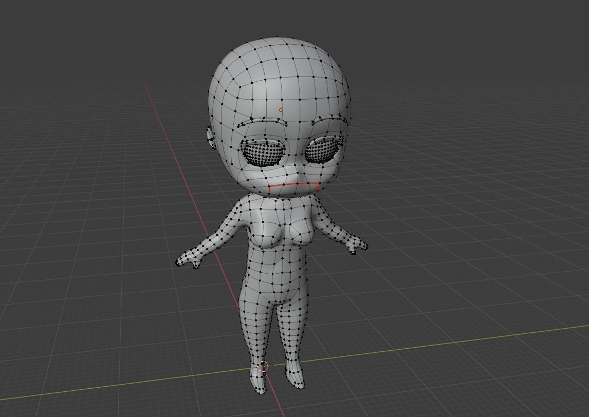Chibi Female Base 3D print model_13
