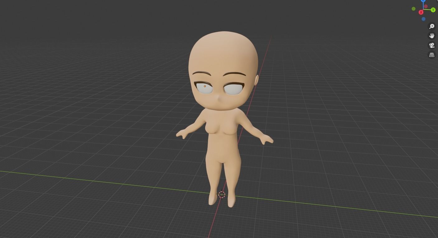 Chibi Female Base 3D print model_9