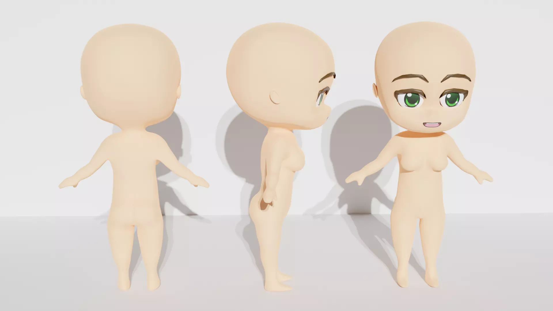 Chibi Female Base 3D print model_0