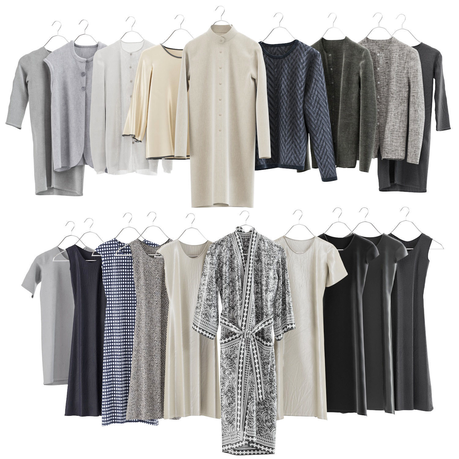 Wardrobe with clothes 3D model_8