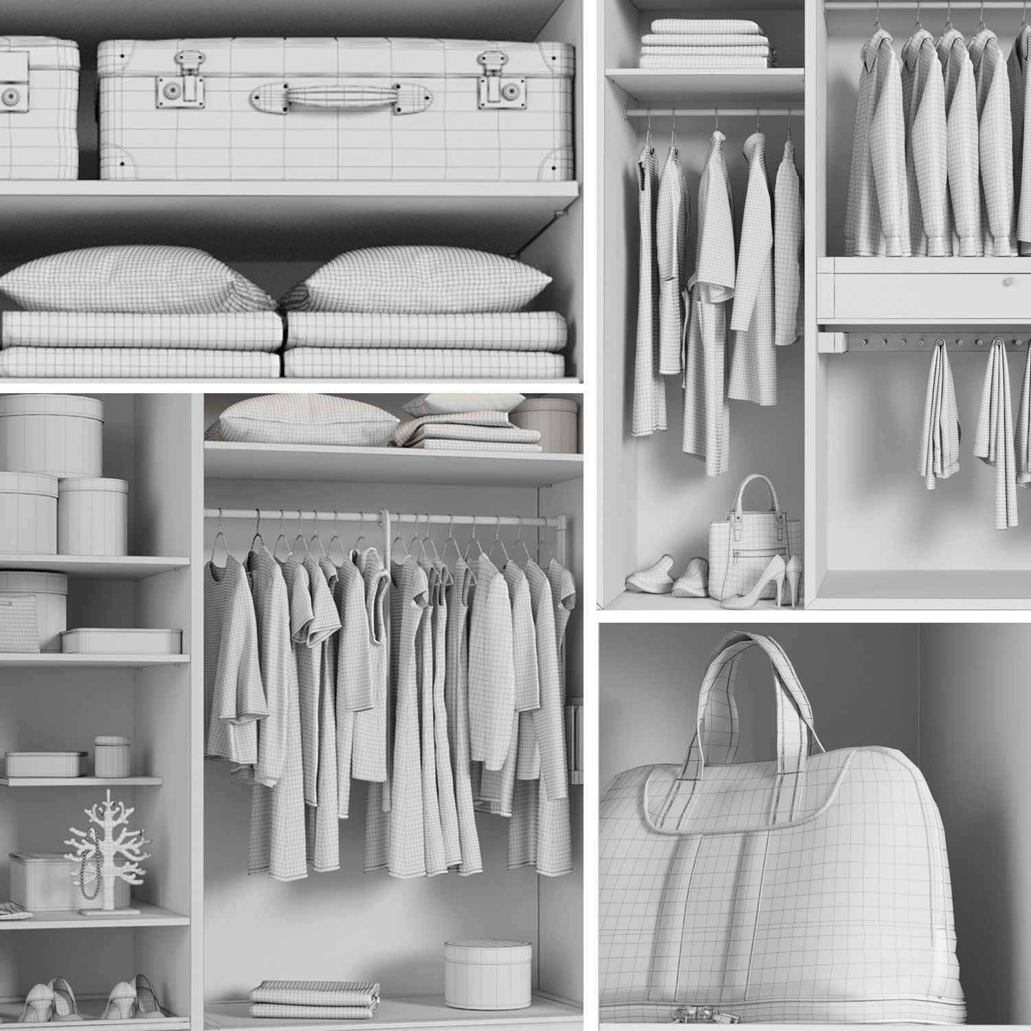 Wardrobe with clothes 3D model_14