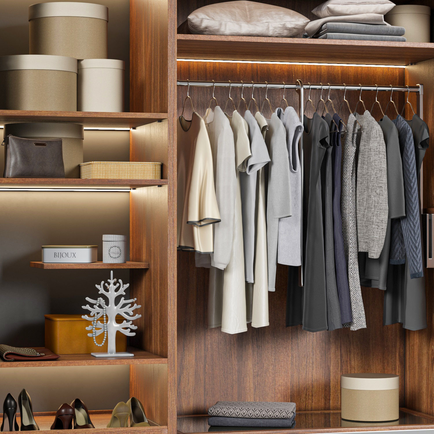 Wardrobe with clothes 3D model_1