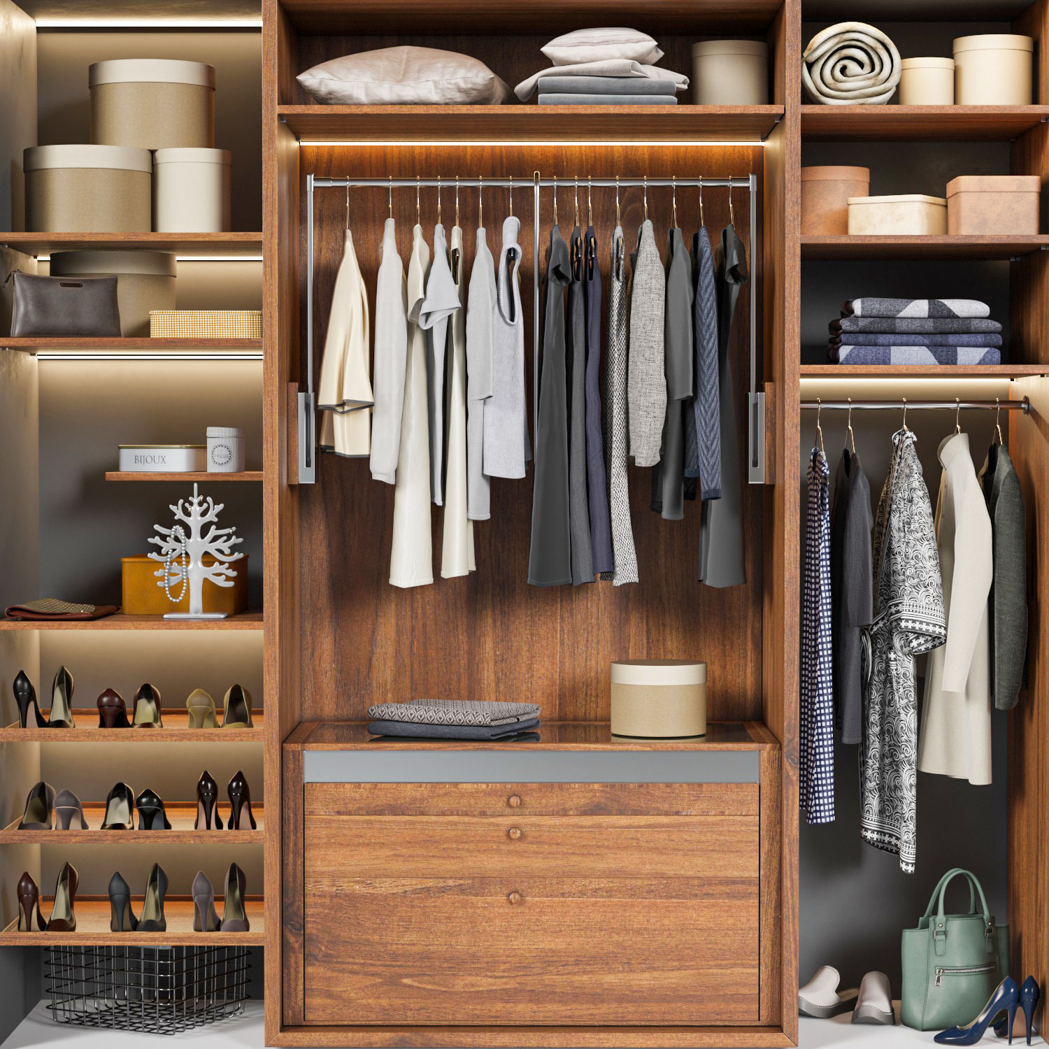 Wardrobe with clothes 3D model_5