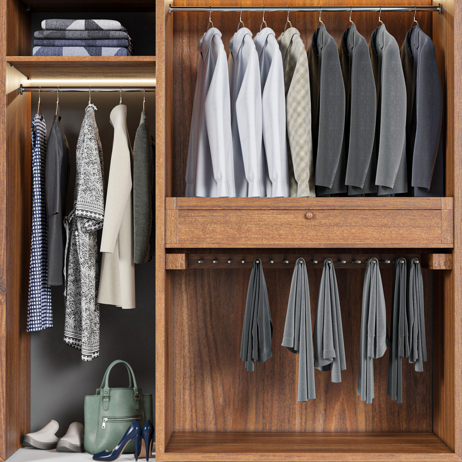 Wardrobe with clothes 3D model_2